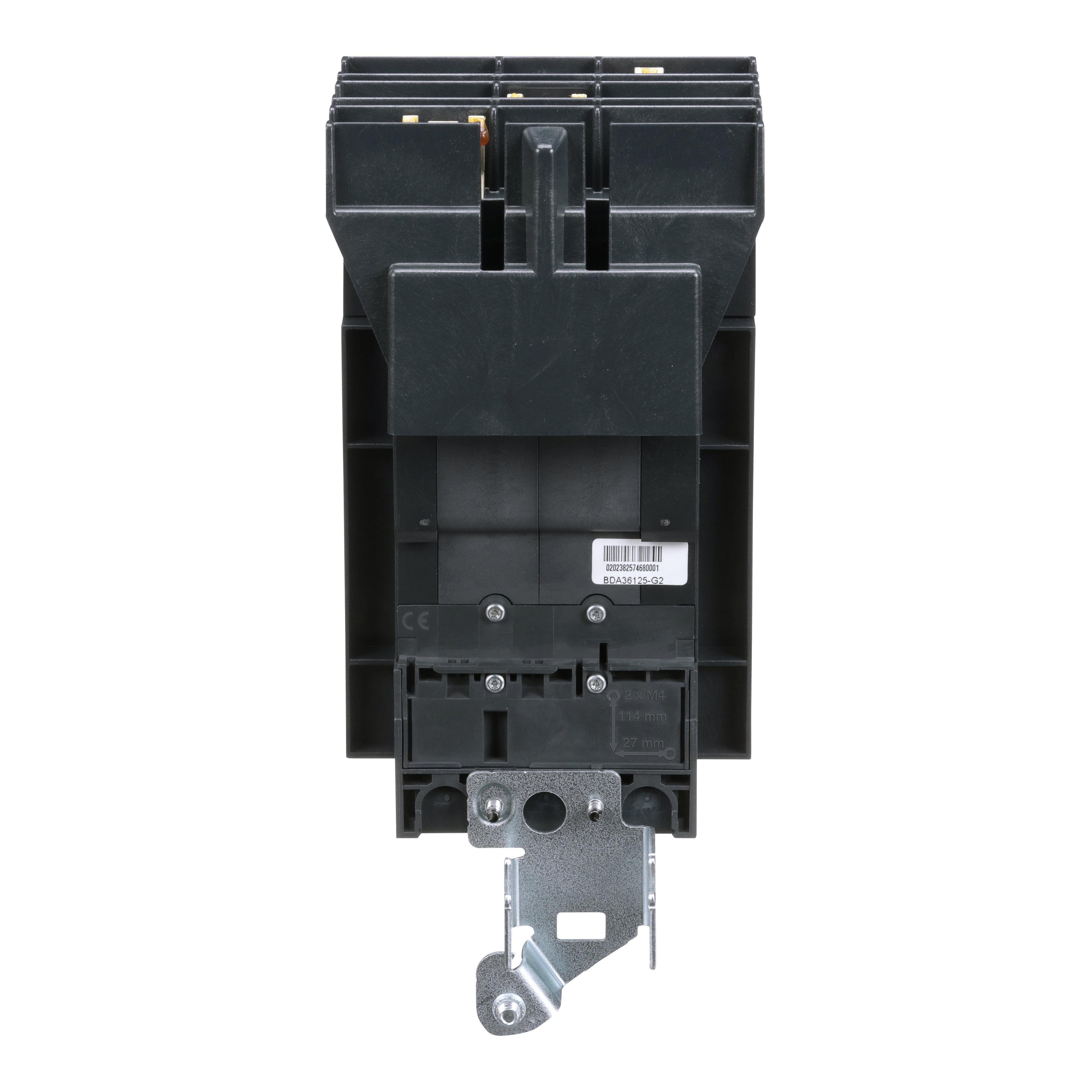 Picture of BDA36125 - Circuit breaker, PowerPacT B, 125A, 3 pole, 600Y/347VAC, 14kA, I-Line, thermal magnetic, 80%, ABC