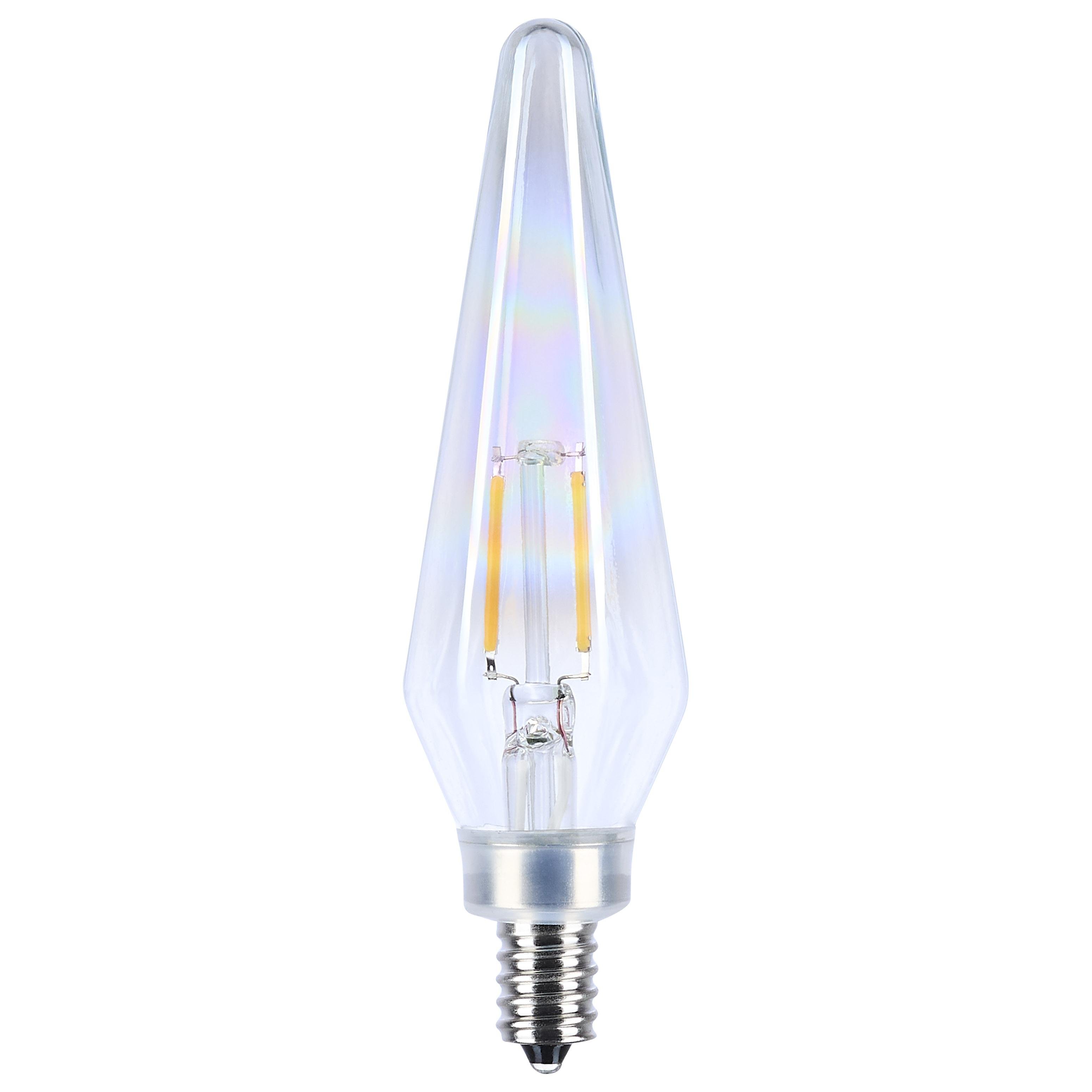 S12142 - 2 Watt Prismatic HX11 LED - 2700K CCT - Candelabra Base - 120 Volt - Aurora Finish - 2-Card