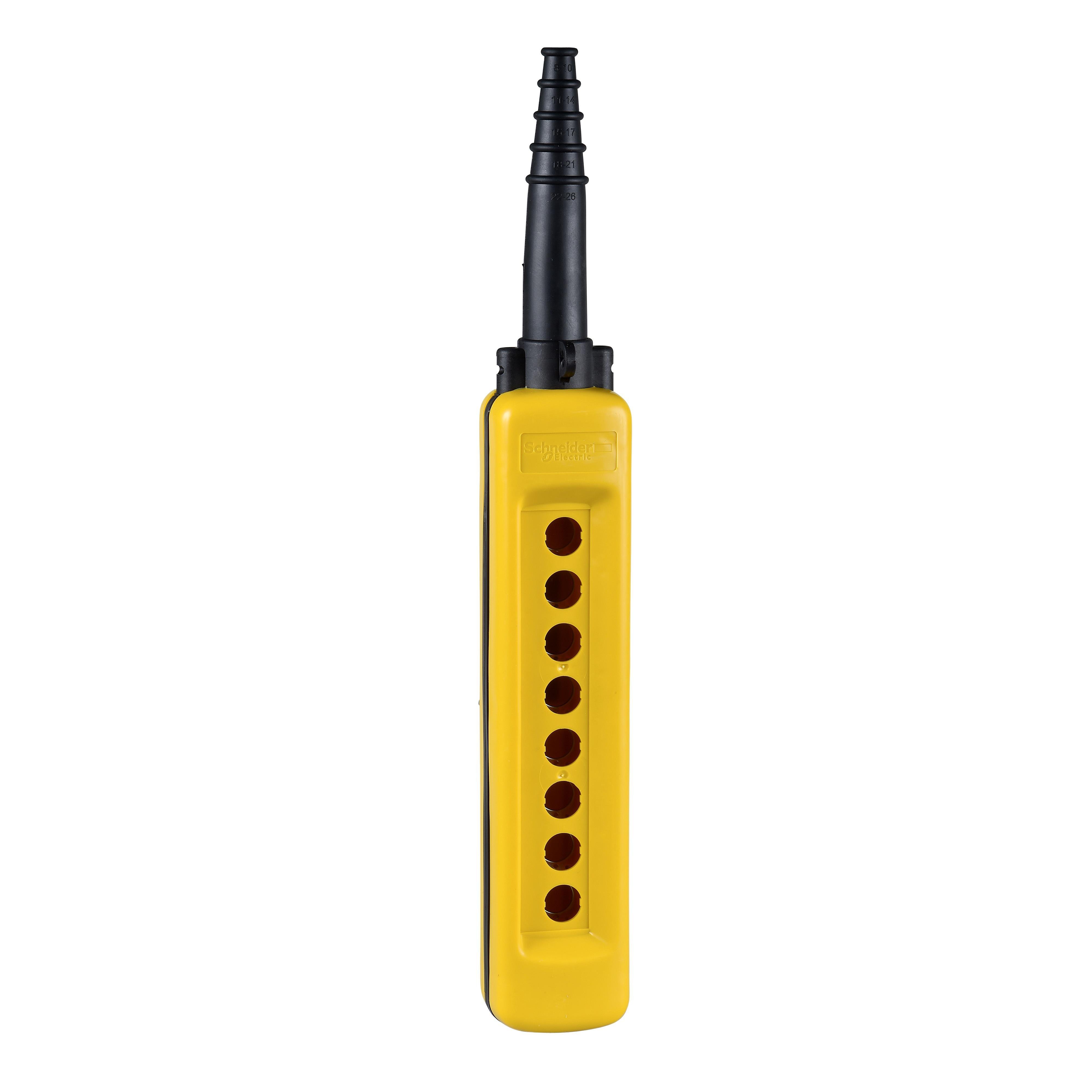 Picture of XACA08H7 - Empty pendant control station, Harmony XAC, plastic, yellow, 8 cut outs, UL CSA certified