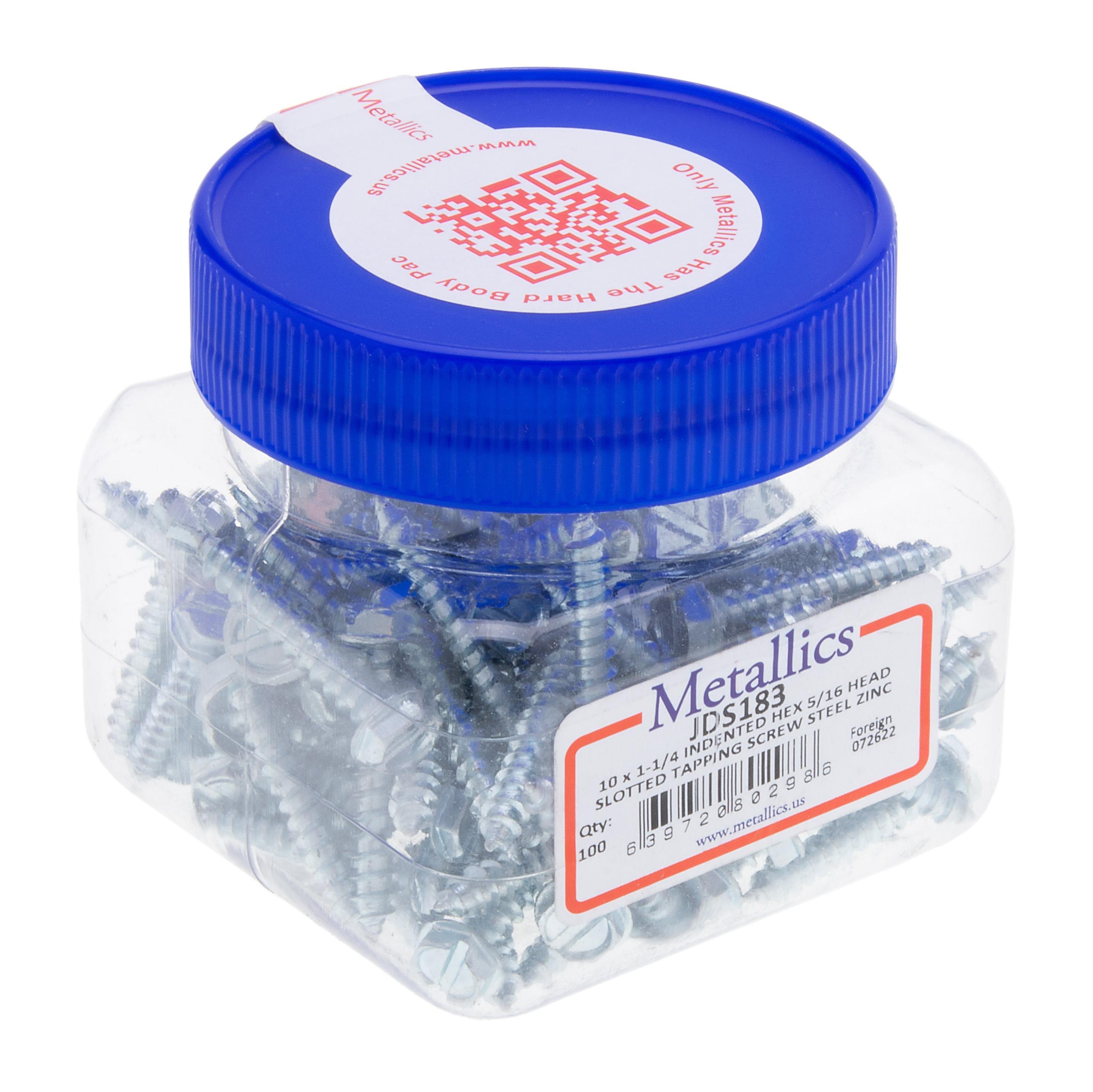 Picture of JDS183 - 10 x 1-1/4 in. 5/16 Indented Hex Head Slotted Sharp Point Tapping Screws - Steel Zinc - 100qty