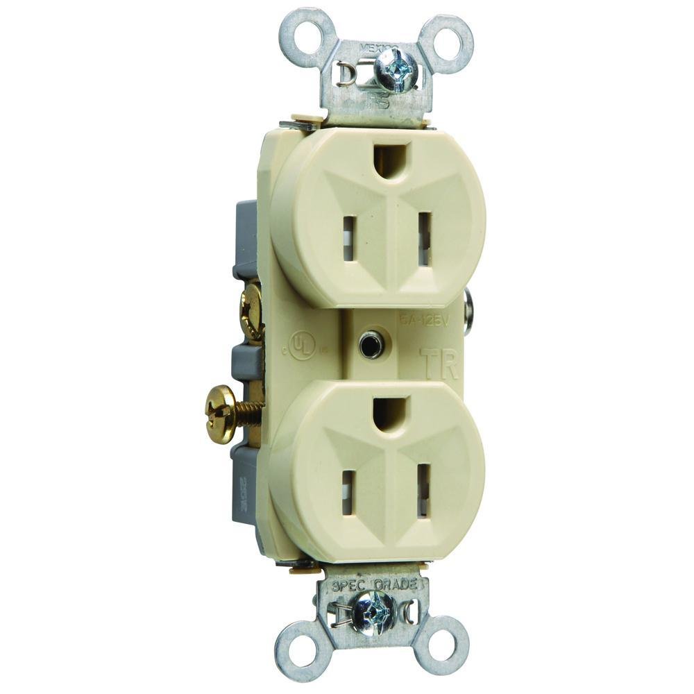 TR15-I - 15A 125V Commercial Grade Tamper-Resistant Duplex Receptacle, Ivory