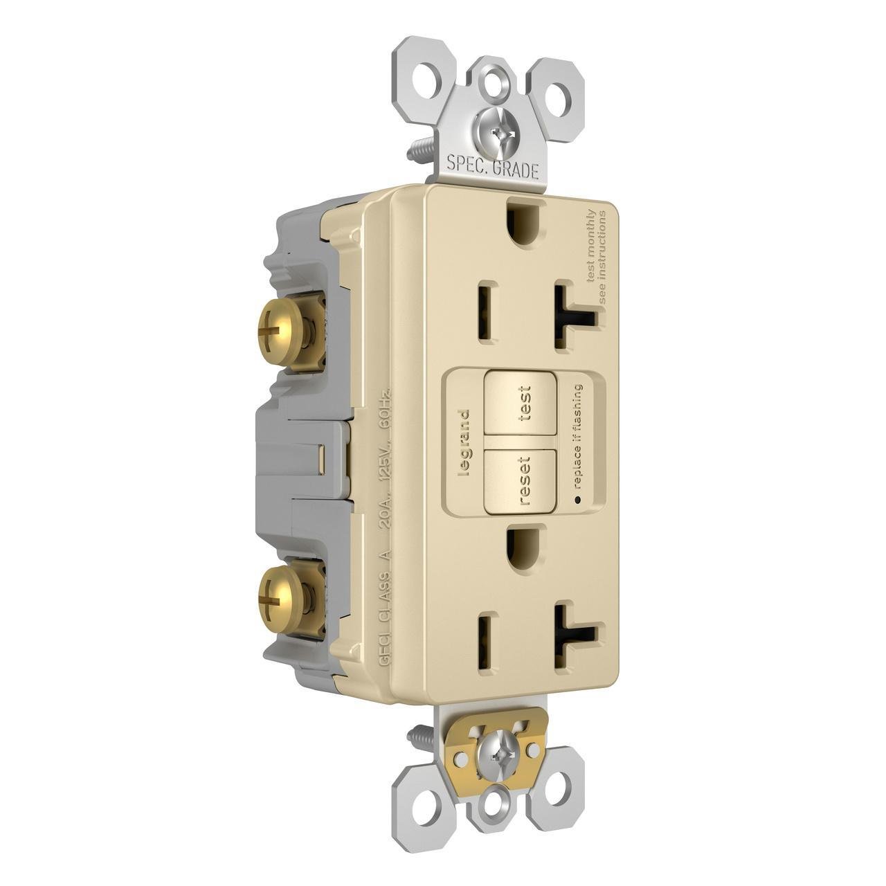 Picture of 2097-I - radiant® 20A Duplex Self-Test GFCI Receptacles with SafeLock® Protection, Ivory