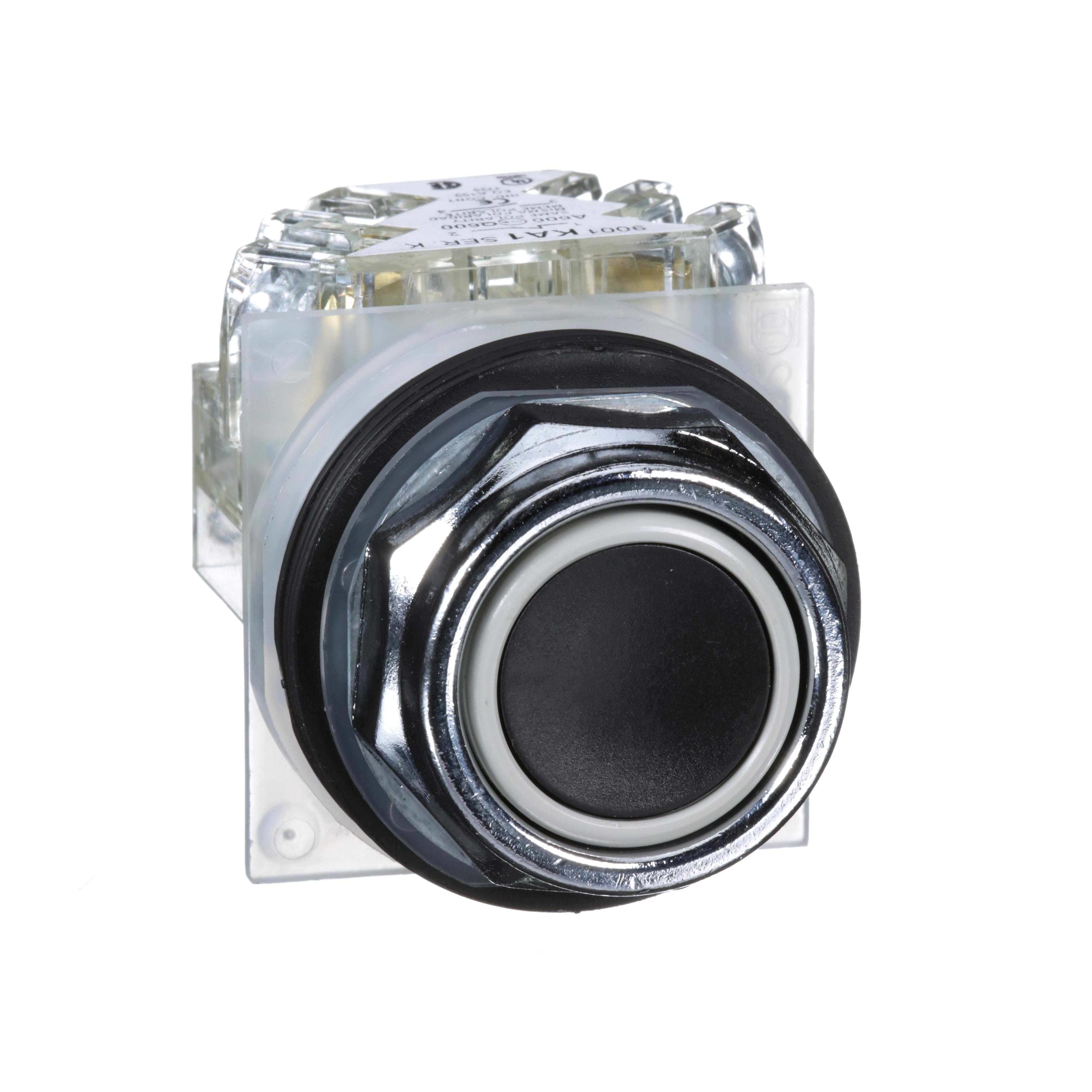 Picture of 9001KR1BH13 - 30mm Push Button, Type K, push button, full guard, black, 1 NO and 1 NC