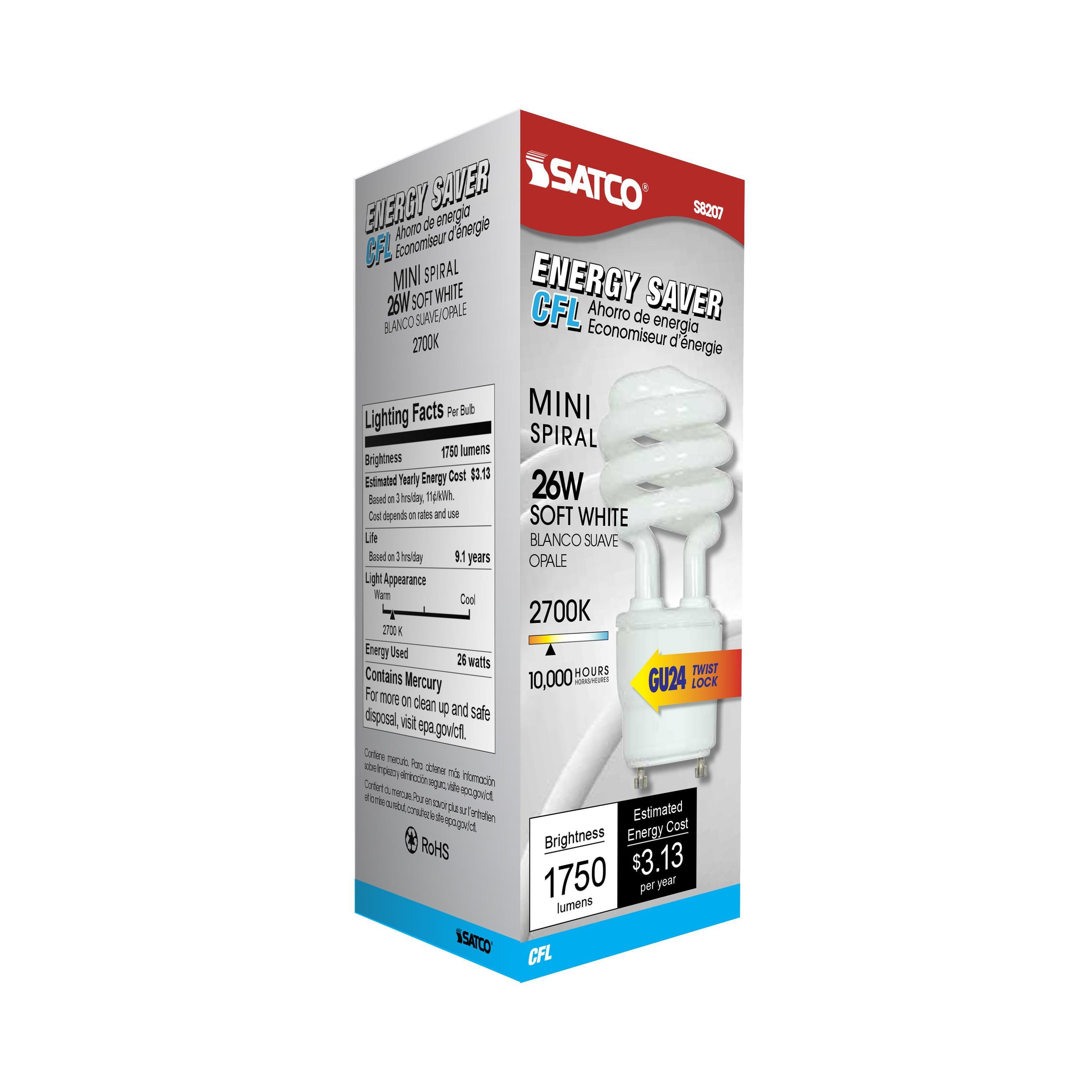 Picture of S8207 - 26 Watt - Spiral Compact Fluorescent - 2700K - 82 CRI - GU24 base - 120 Volt