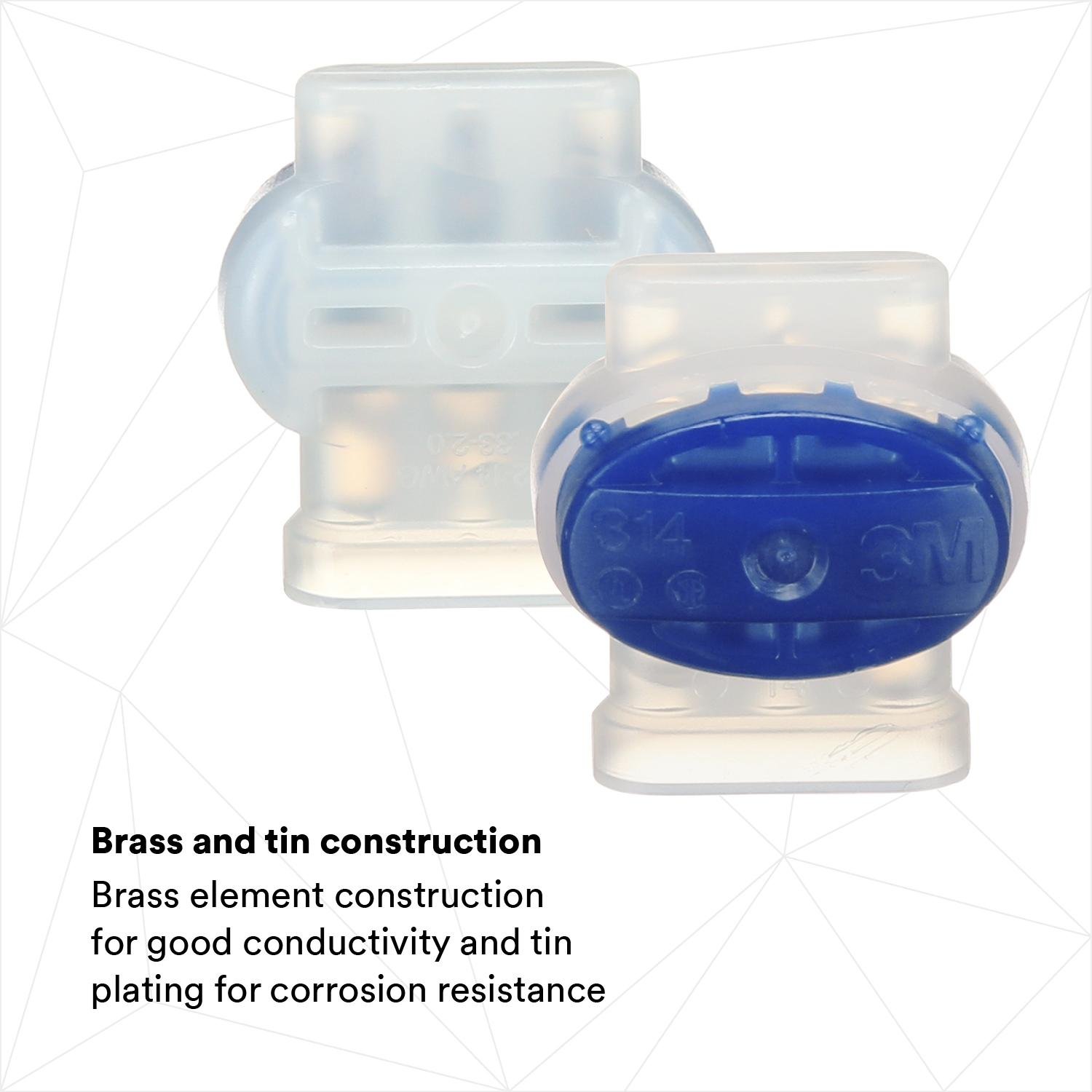 Picture of 314-BOX - 3M Scotchlok Electrical IDC 314-BOX, Pigtail, Self-Stripping, Moisture Resistant and Flame Retardant, Blue, 22-14 AWG, 50 per carton, 500 per case