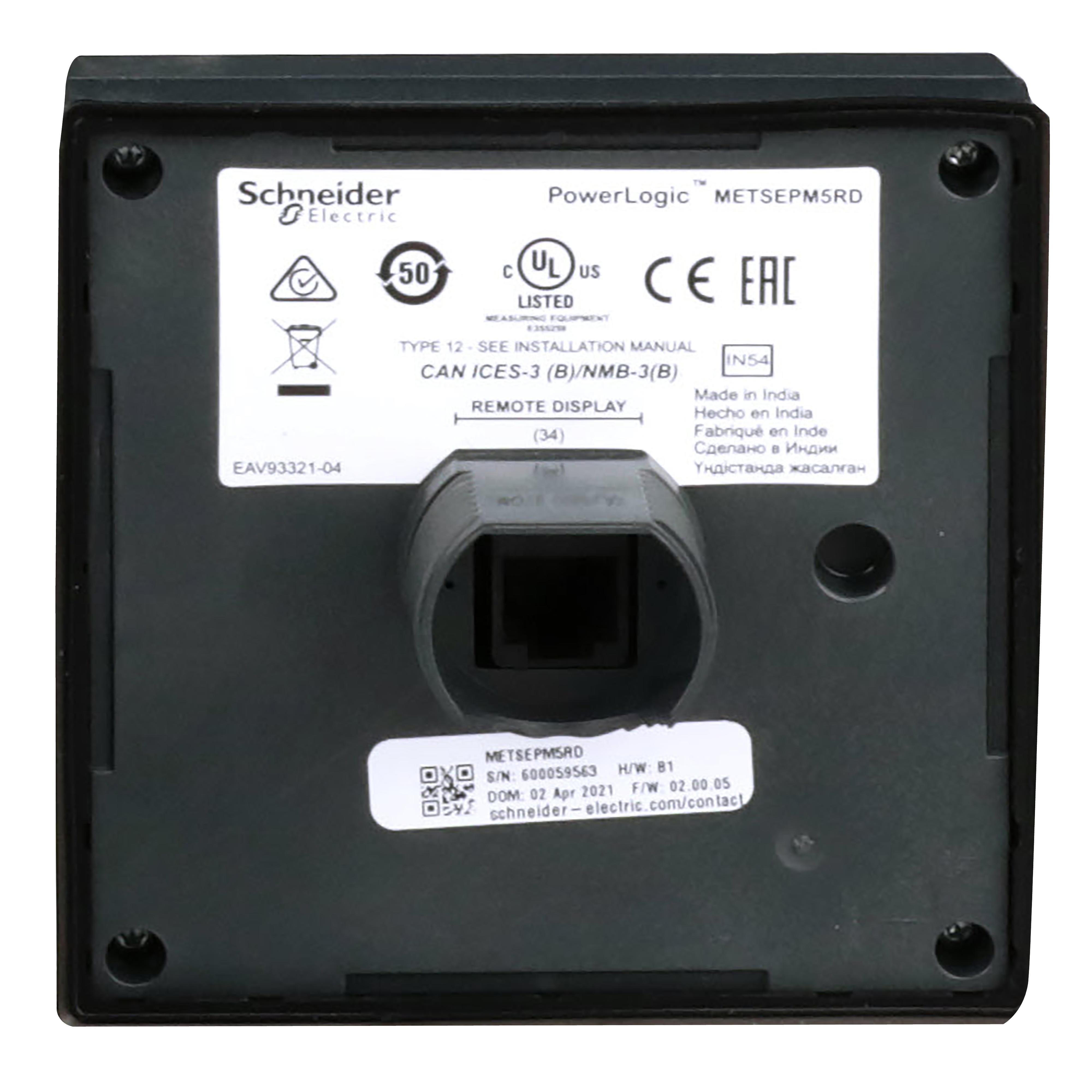Picture of METSEPM5563RD - power meter PowerLogic PM5563, 2 ethernet, up to 63th Harmonic, 1,1MB 4DI/2DO 52 alarms, with remote display
