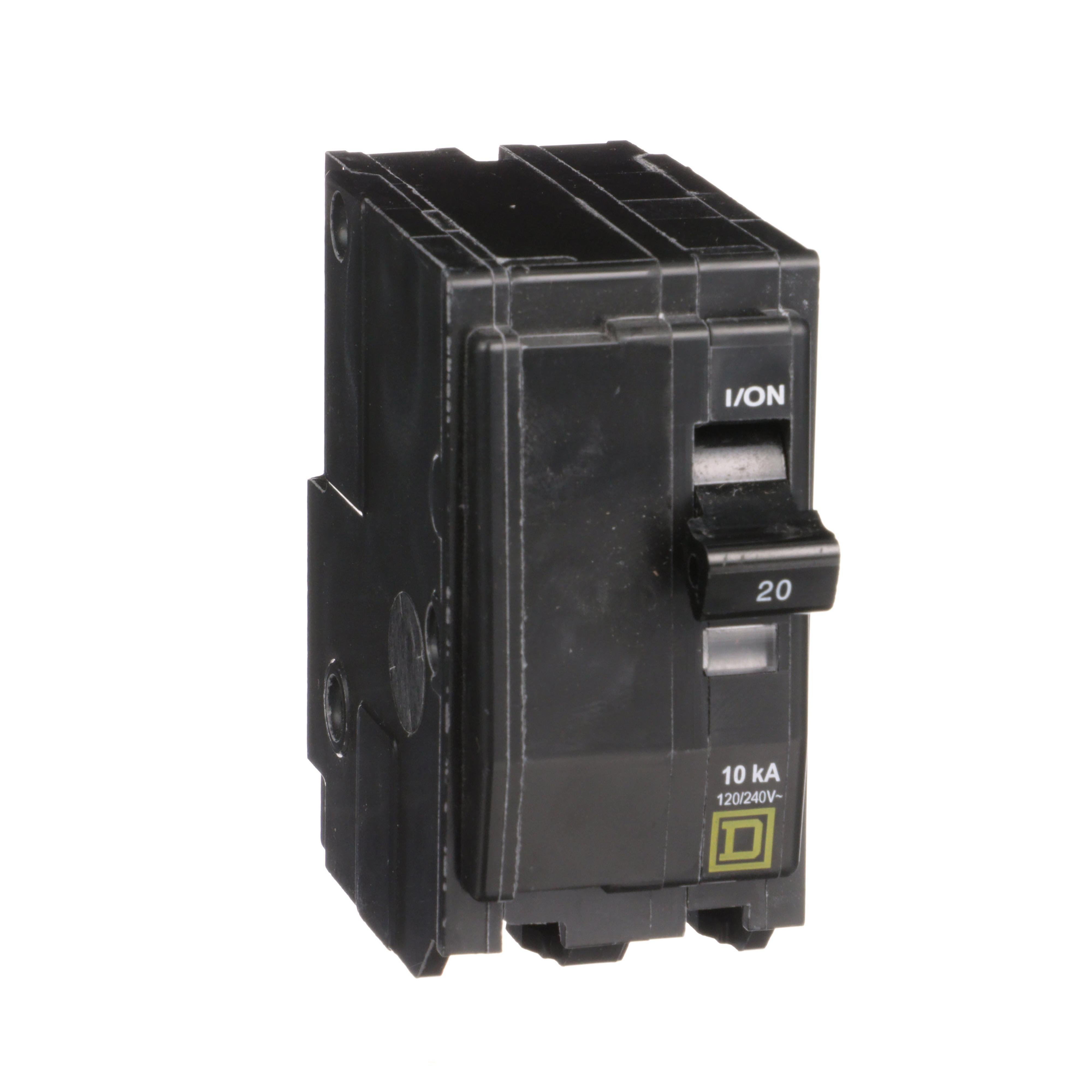 QO220 - Mini circuit breaker, QO, 20A, 2 pole, 120/240VAC, 10kA, plug in