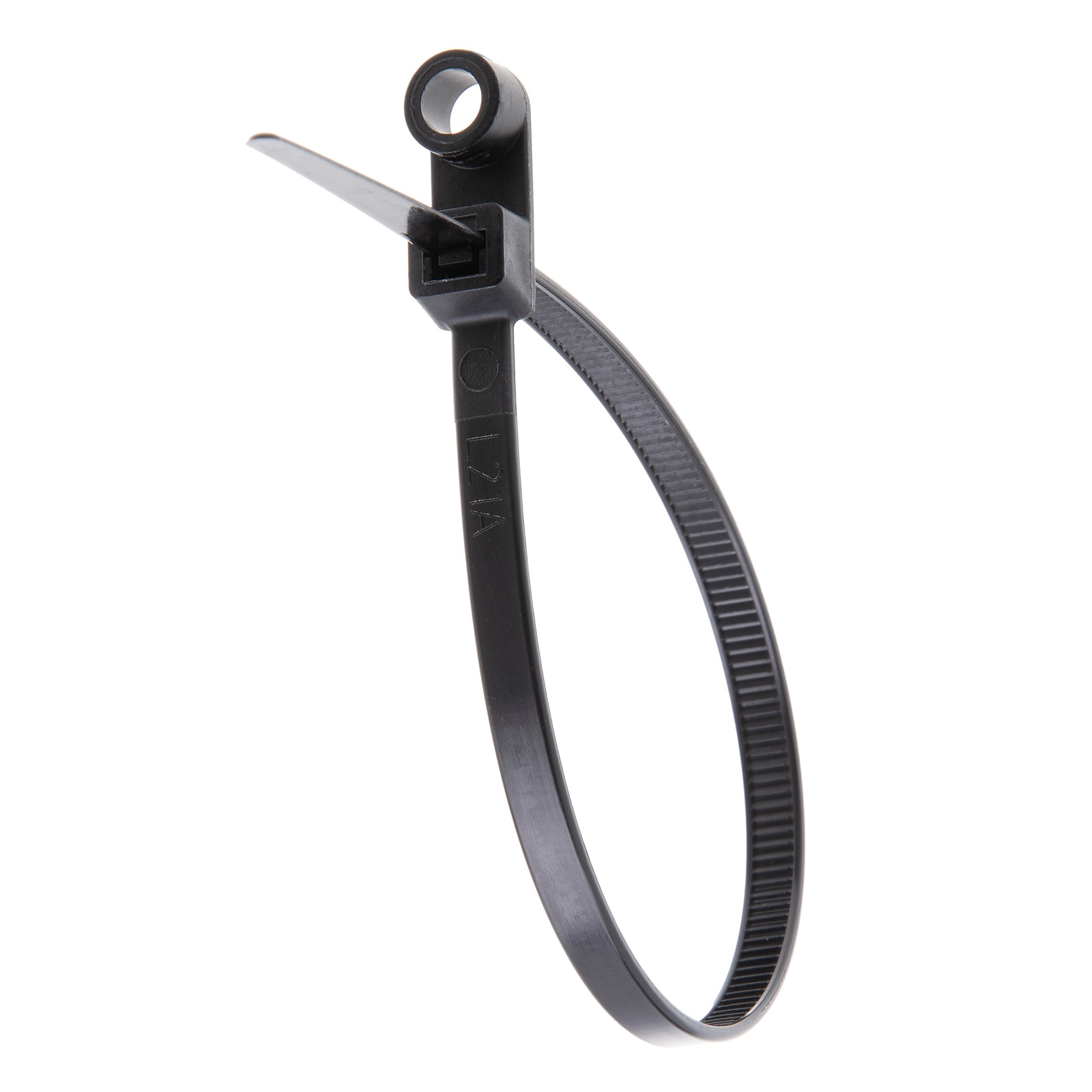GRP-M750B - 7.5”, Black Screw Mount 50lb Cable Ties, 100 Pack