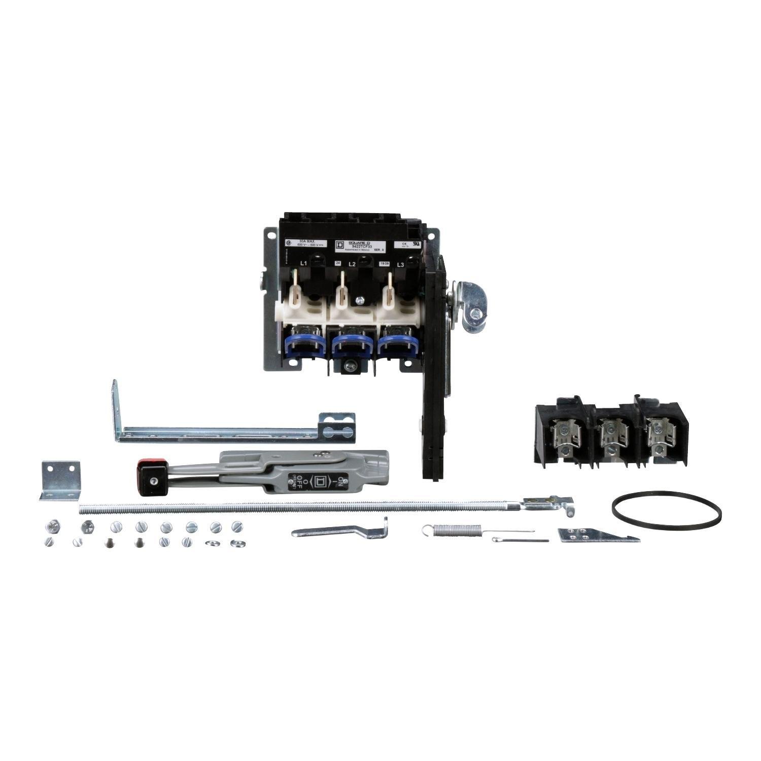 9422ATCF331 - Operating mechanism, flange mounted, variable depth, 30A, 600V, fuseholder, switch mechanism, 6 inch handle, NEMA 4