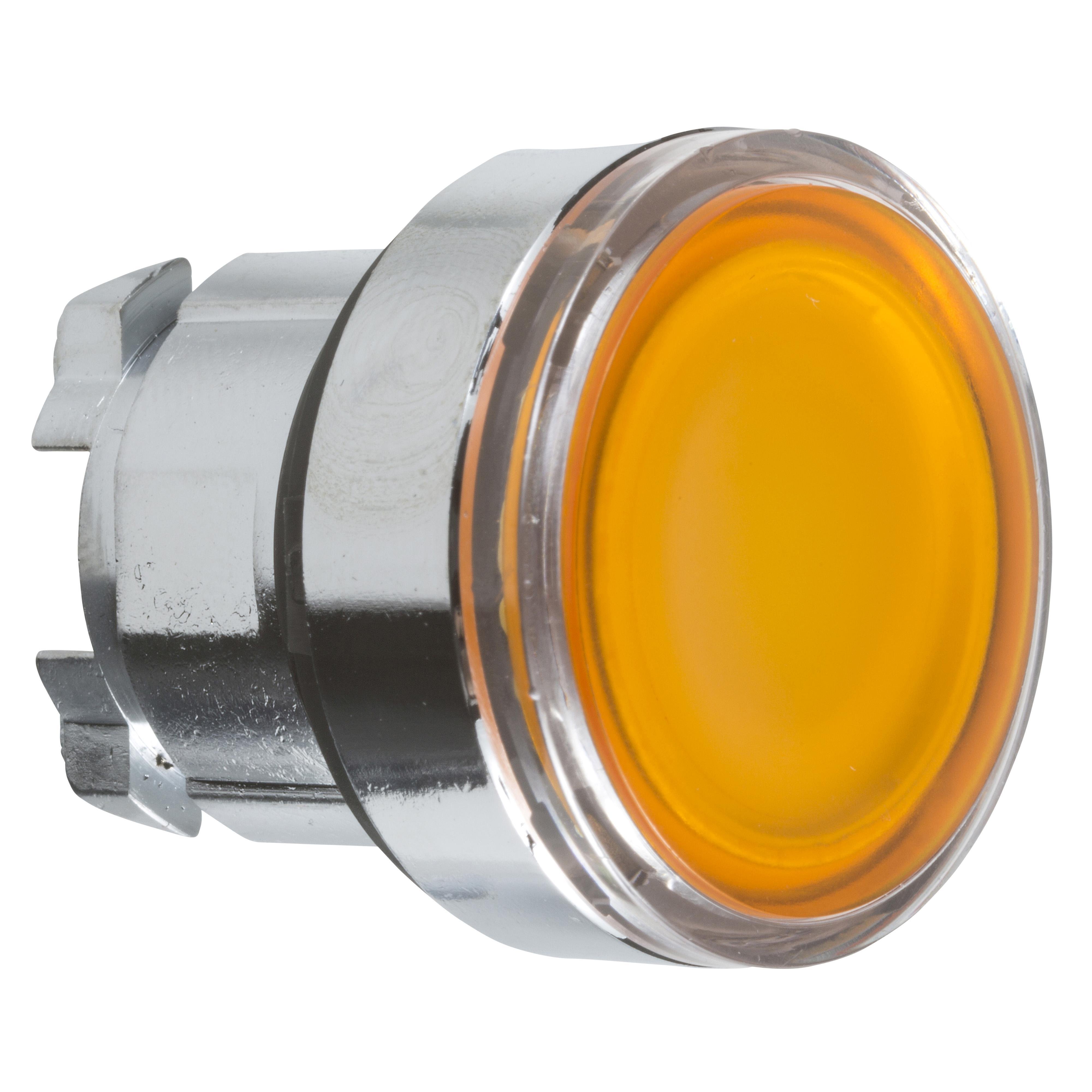 ZB4BW353 - Head for illuminated push button, Harmony XB4, metal, orange flush, 22mm, universal LED, spring return, plan lens