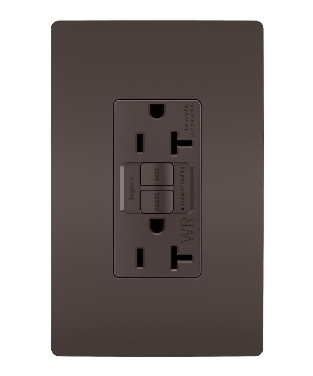 Picture of 2097-TRWR - radiant® Tamper-Resistant Weather-Resistant 20A Duplex Self-Test GFCI Receptacles with SafeLock® Protection, Brown
