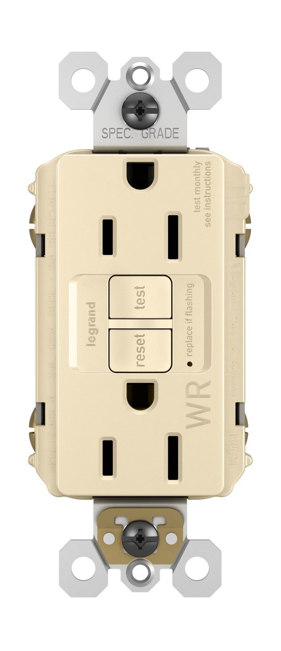 Picture of 1597-TRWRI - radiant® Tamper-Resistant Weather-Resistant 15A Duplex Self-Test GFCI Receptacles with SafeLock® Protection, Ivory
