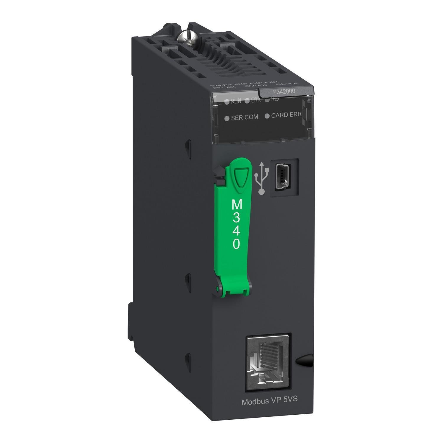 Picture of BMXP342000 - processor, Modicon M340, max 1024 discrete, 256 analog IO, Modbus