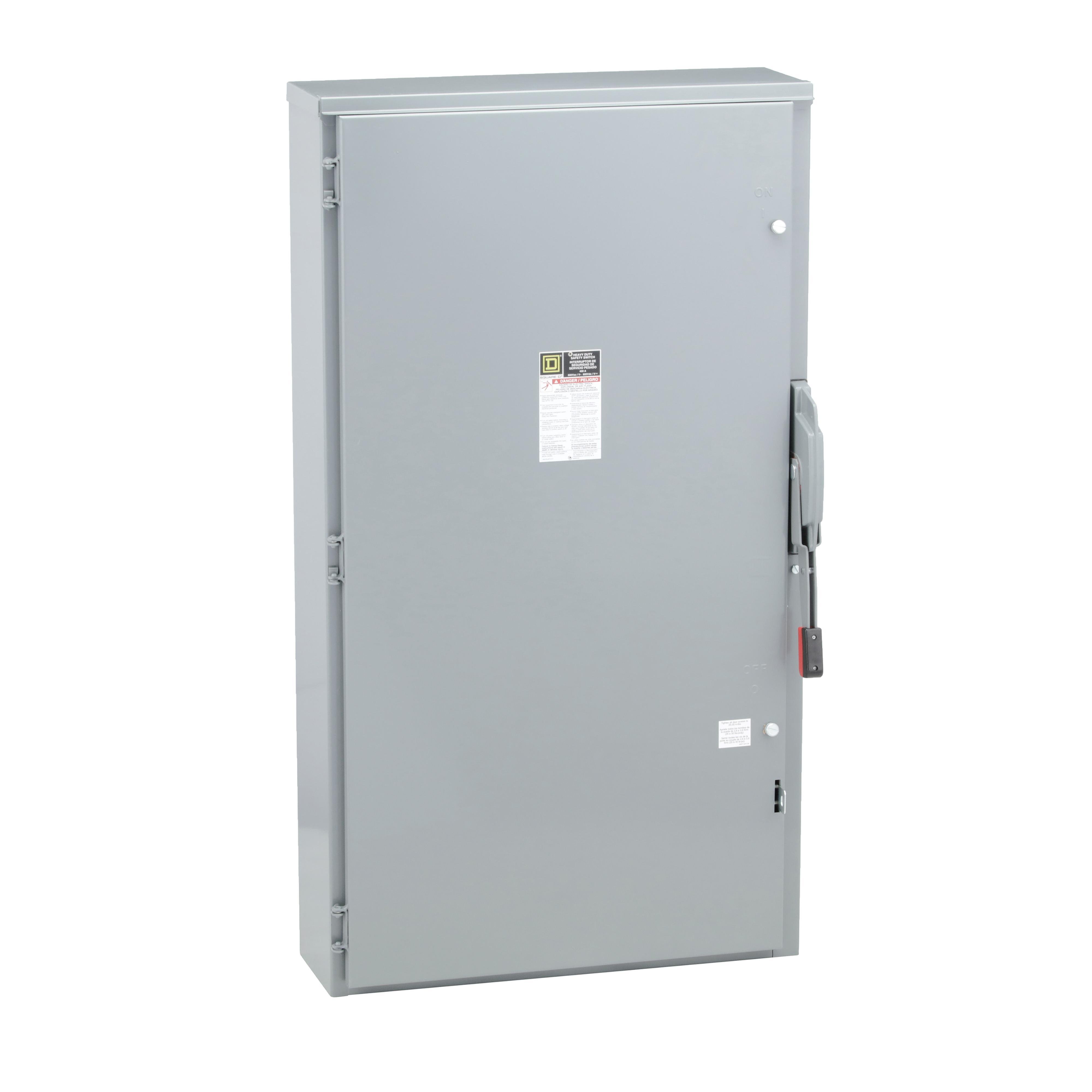 H365NR - Safety switch, heavy duty, fusible, 400A, 4 wire, 3 pole, 1 neutral, 250hp, 600VAC/DC, NEMA 3R