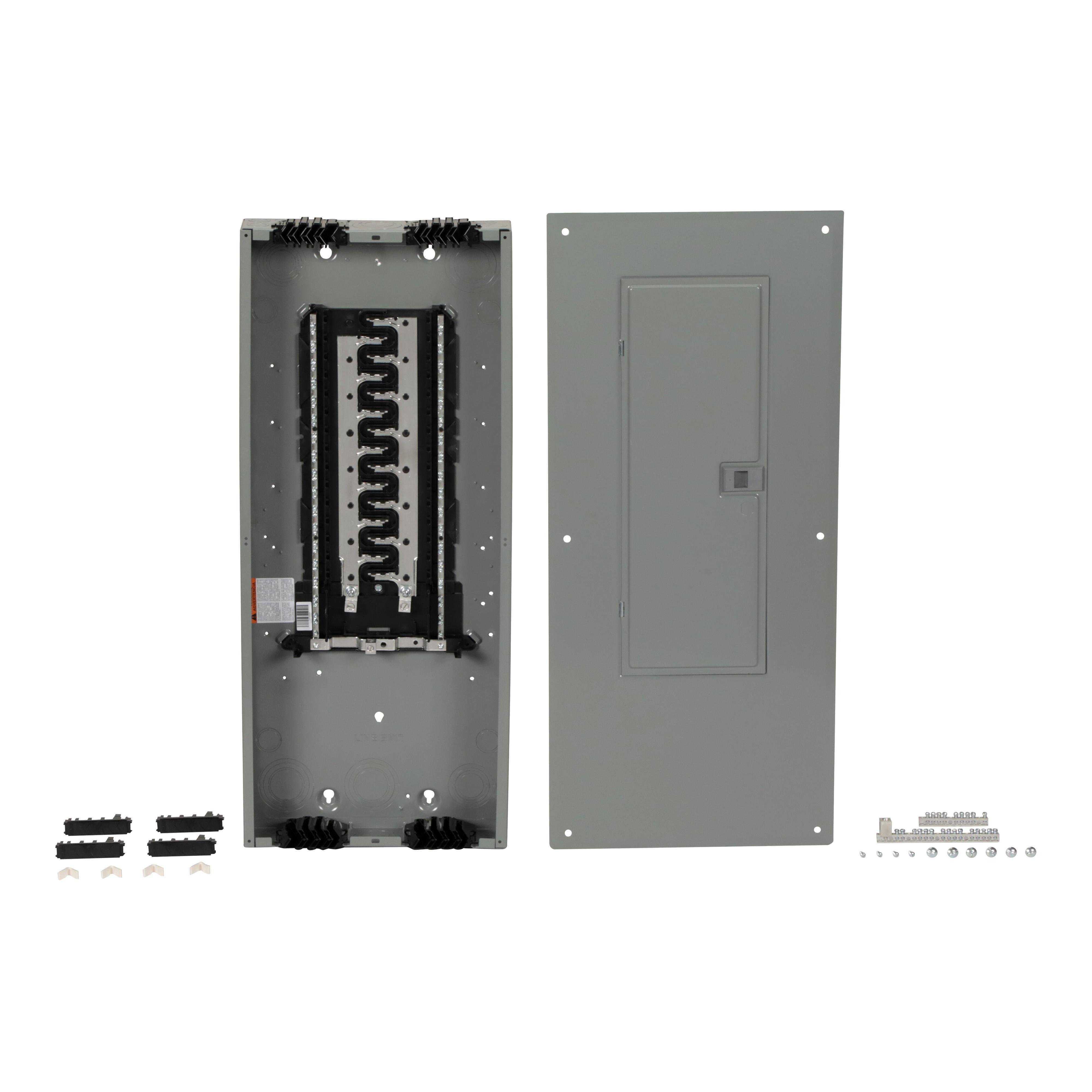 Picture of HOM3060L125PQGC - Load center, Homeline, 1 phase, 30 spaces, 60 circuits, 125A convertible main lugs, PoN, NEMA1, Qwik-grip, gnd bar