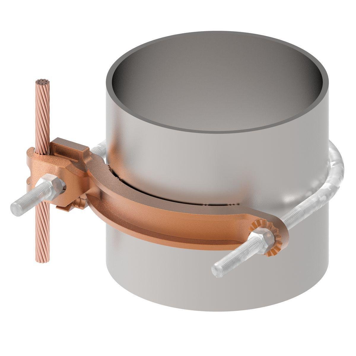 Picture of GAR3905 - Mechanical Grounding Connector, Conductor to Water Pipe, 4-4/0 AWG, 4" - 5" Pipe, 3/8" Stud