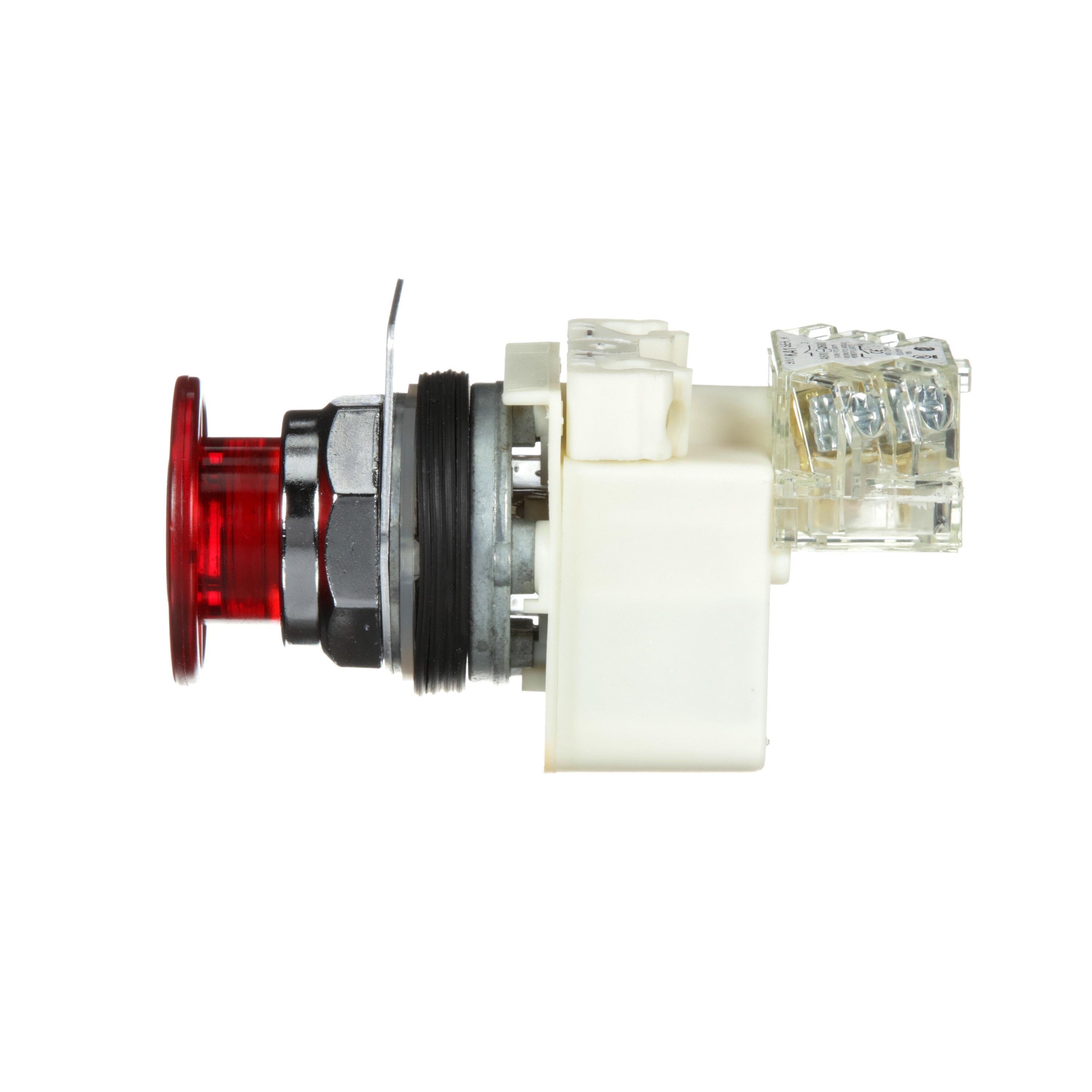 Picture of 9001KR9P1RH13 - 30mm Push Button, Type K, illuminated push pull operator, transformer, 120 VAC, red mushroom cap, 1 NO and 1 NC