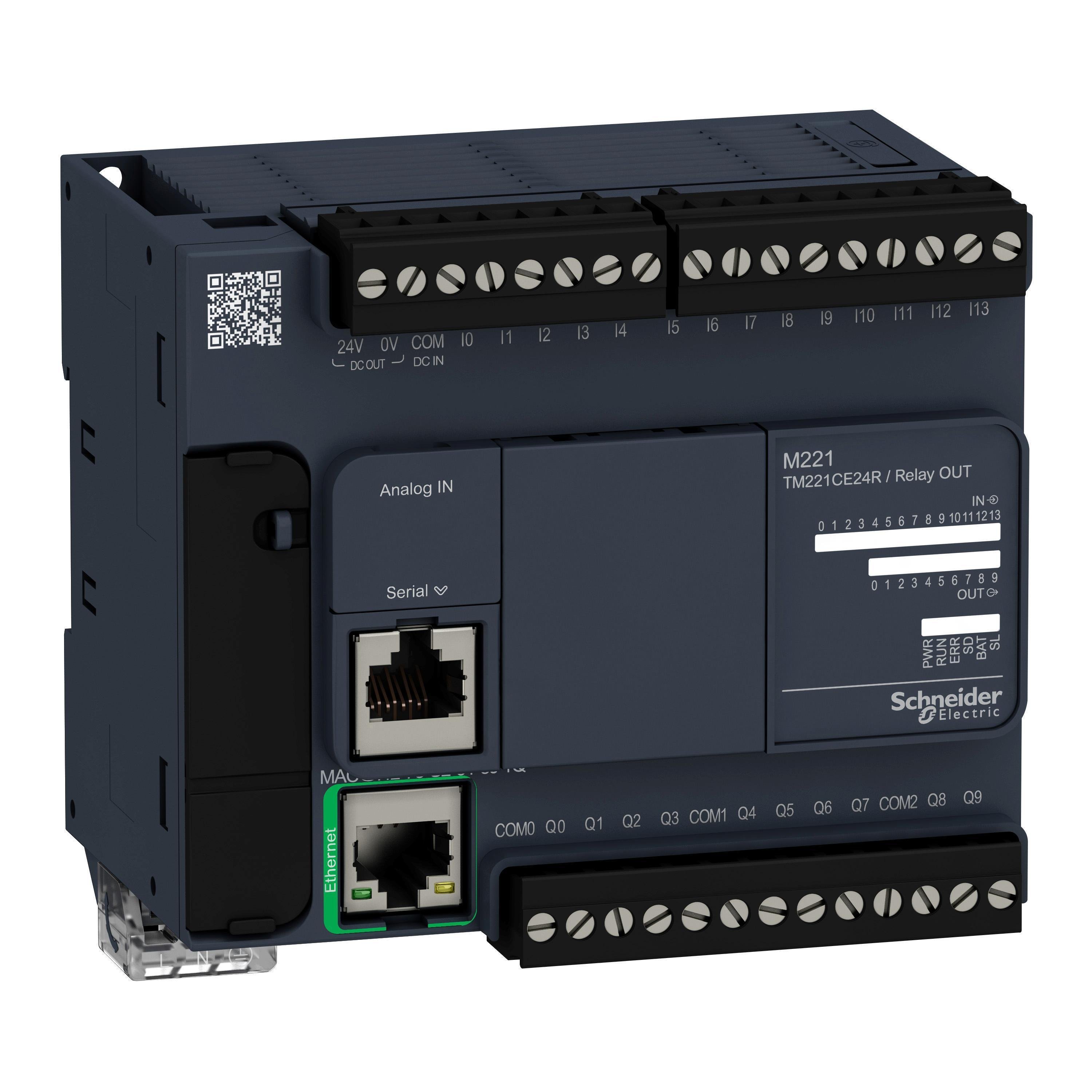 TM221CE24R - logic controller, Modicon M221, 24 IO, relay, Ethernet