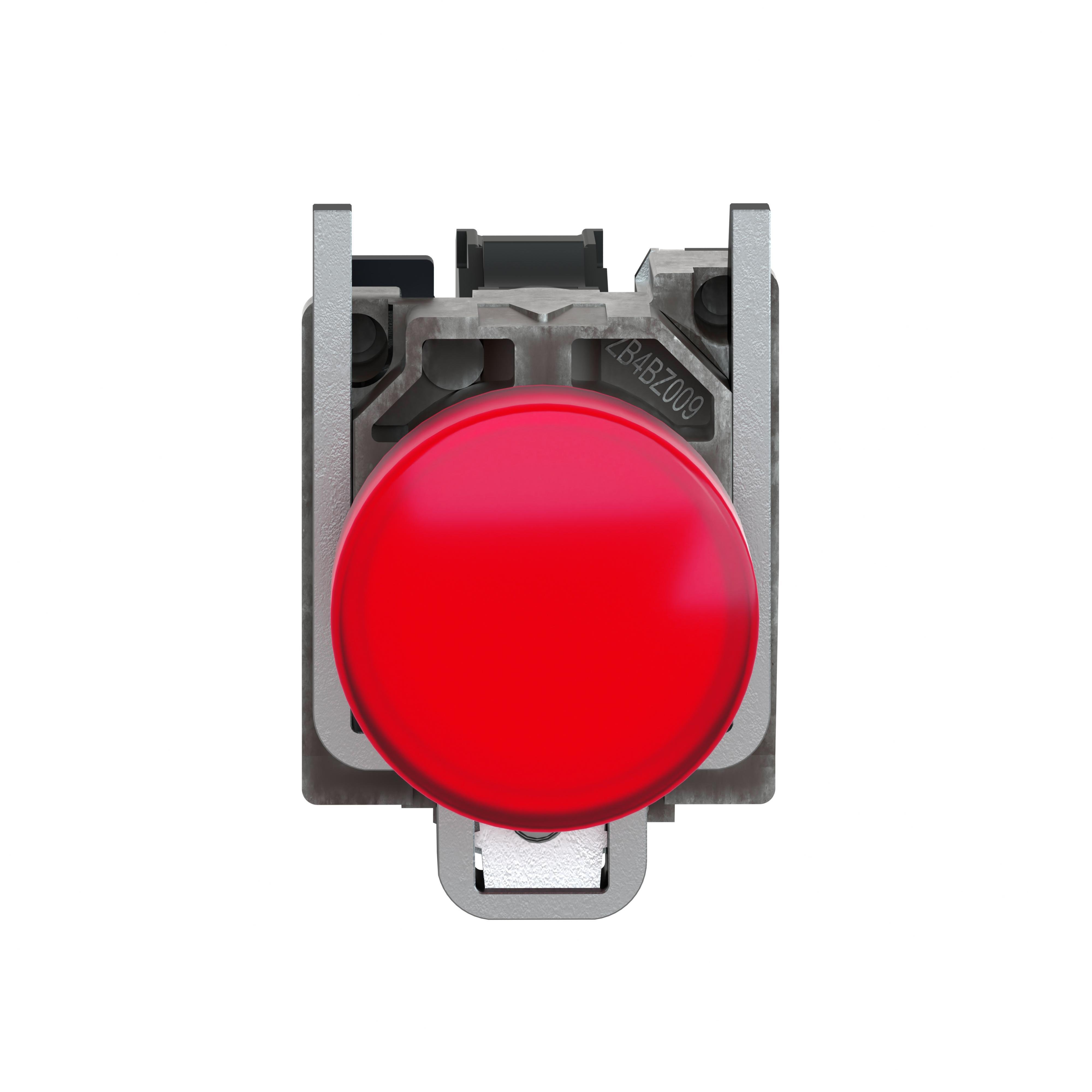 XB4BVB4 - Pilot light, Harmony XB4,metal, red, 22mm, universal LED, plain lens, 24V AC DC