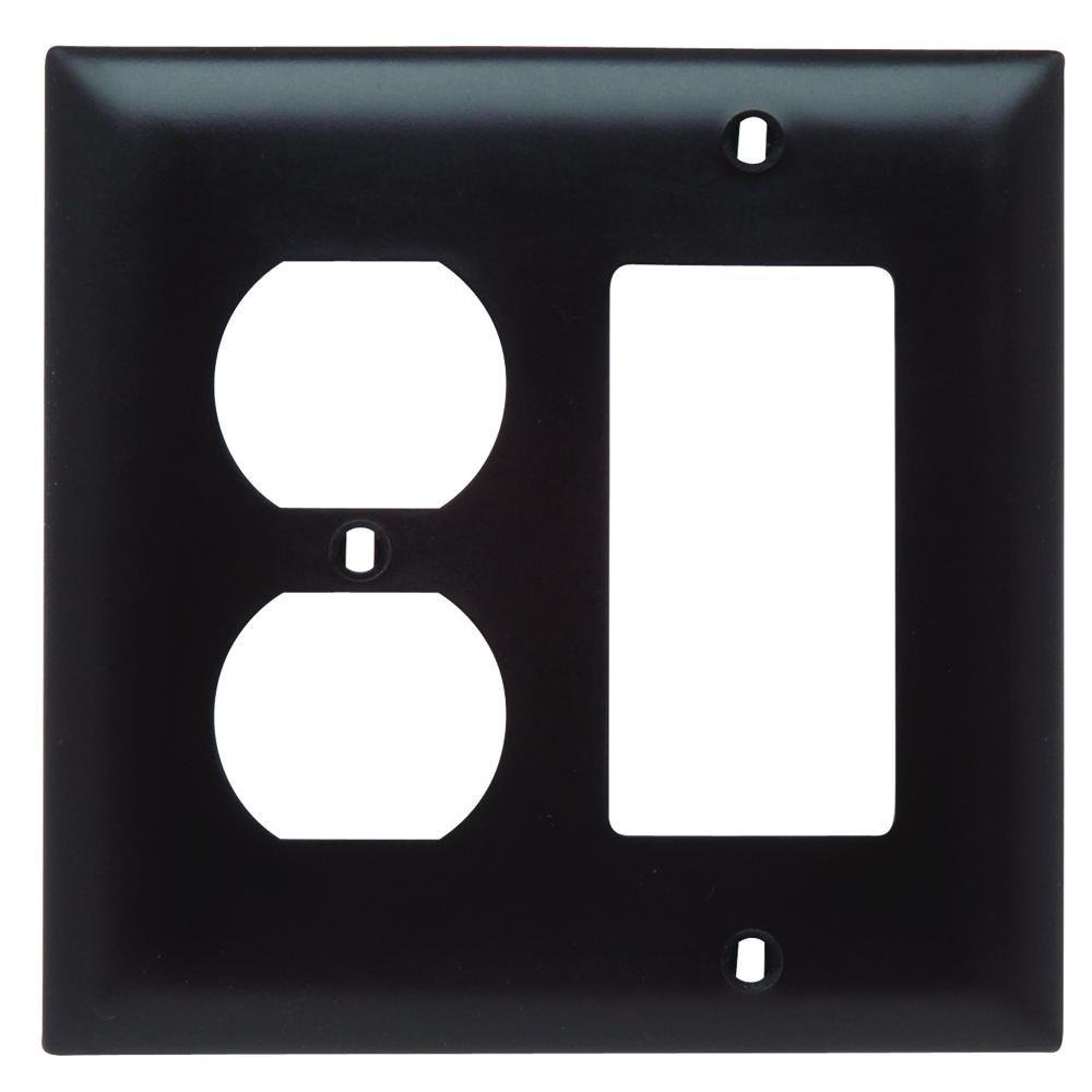 TradeMaster® 2-Gang Nylon Wall Plate, 1 Duplex Receptacle Opening, 1 Decorator Opening, Brown
