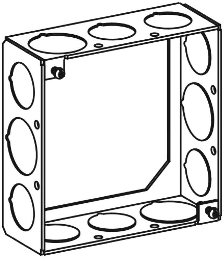 4SB-50/75-EXT - 1-1/2" DEEP, 4" SQUARE (4S) EXTENSION RING WELDED WITH 1/2" & 3/4" KO