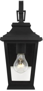 OL15400TXB - Warren Mini 6.5 in. W 1-Light Textured Black Outdoor Wall Mount Lantern with Clear Glass Panels