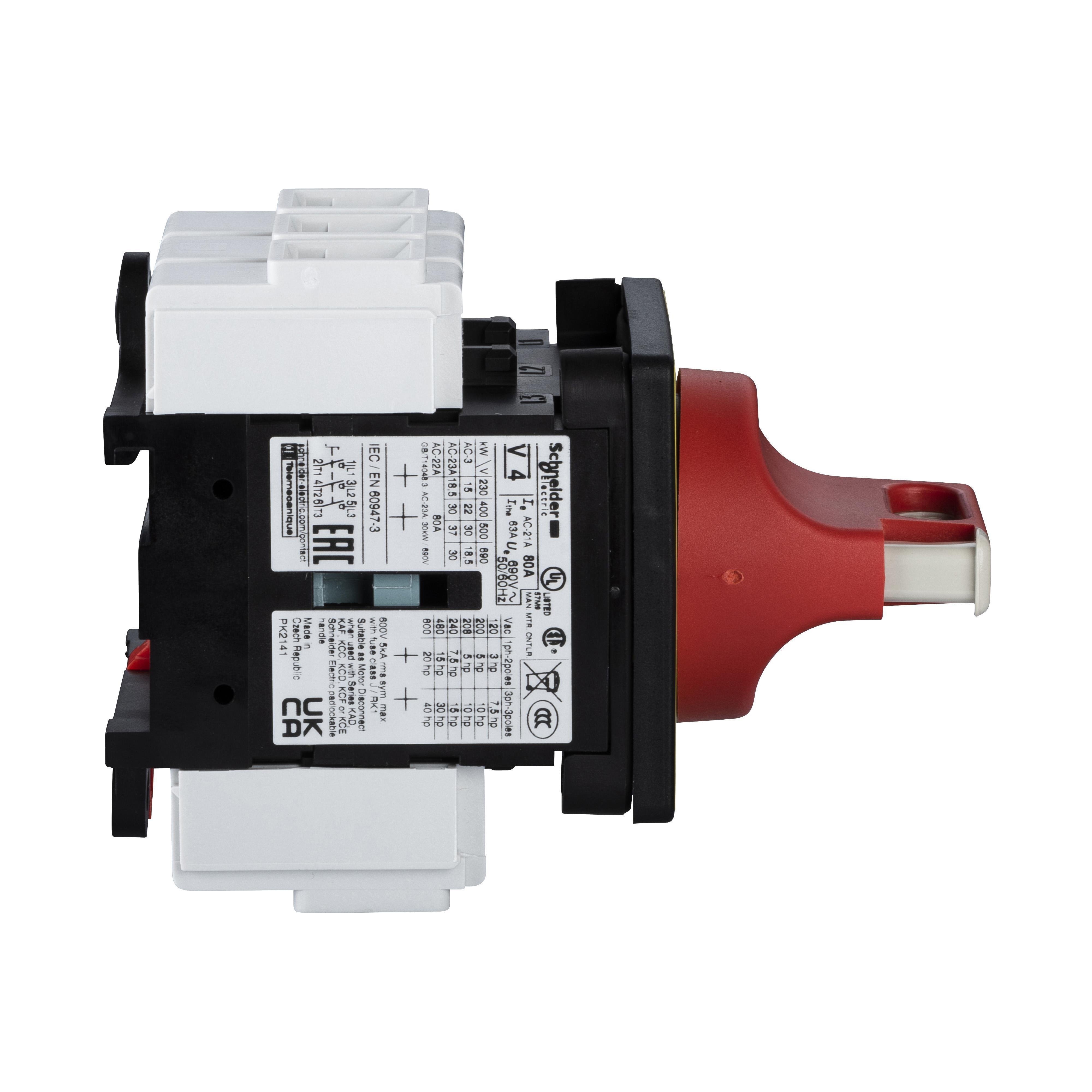 Picture of VCF4 - Switch disconnector,TeSys Control,for ON/emergency stop,80A,4 screws fixing,for mounting on door