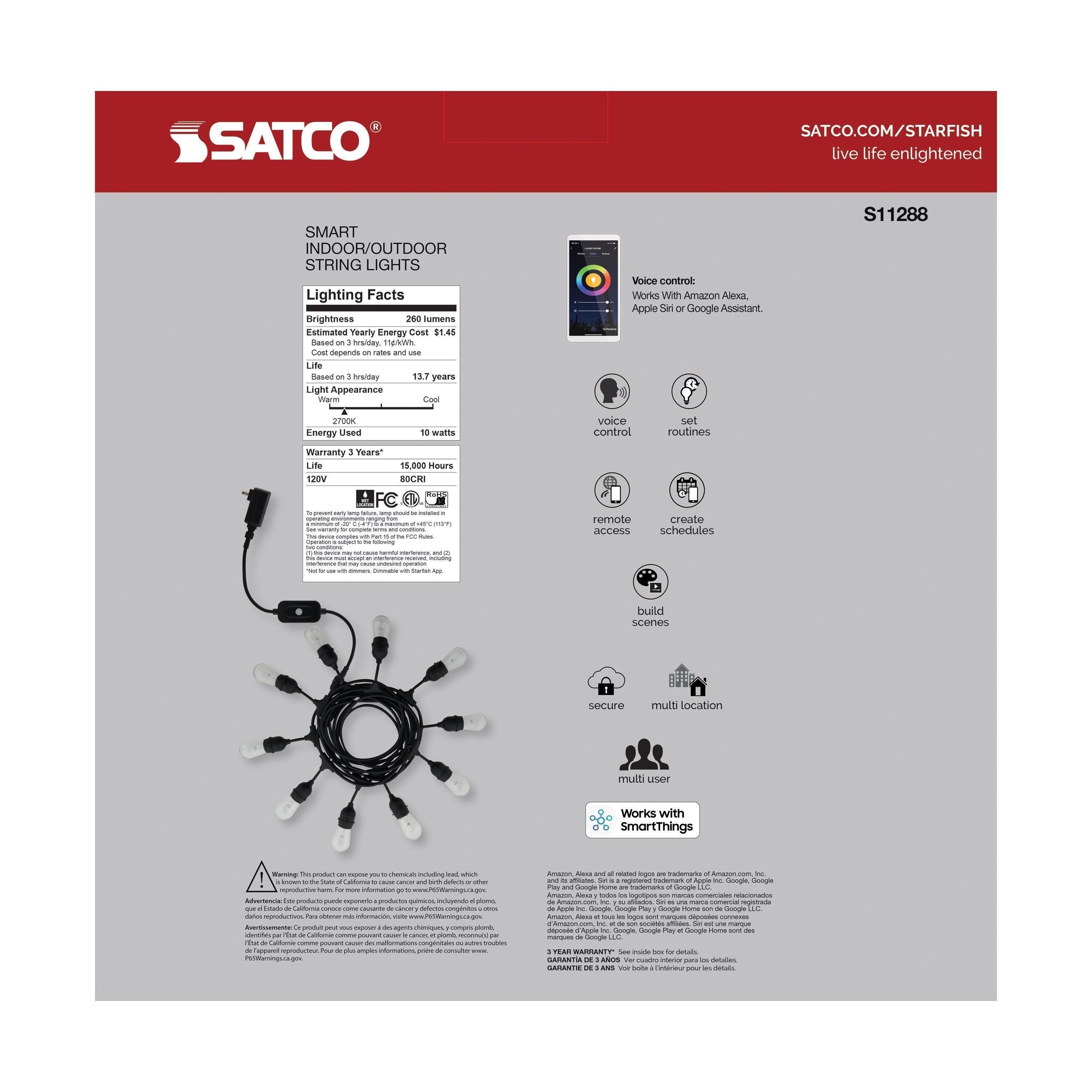 Picture of S11288 - 10 Watt - LED String Light - Starfish IOT - 120 Volts - 260 Lumens - RGBW