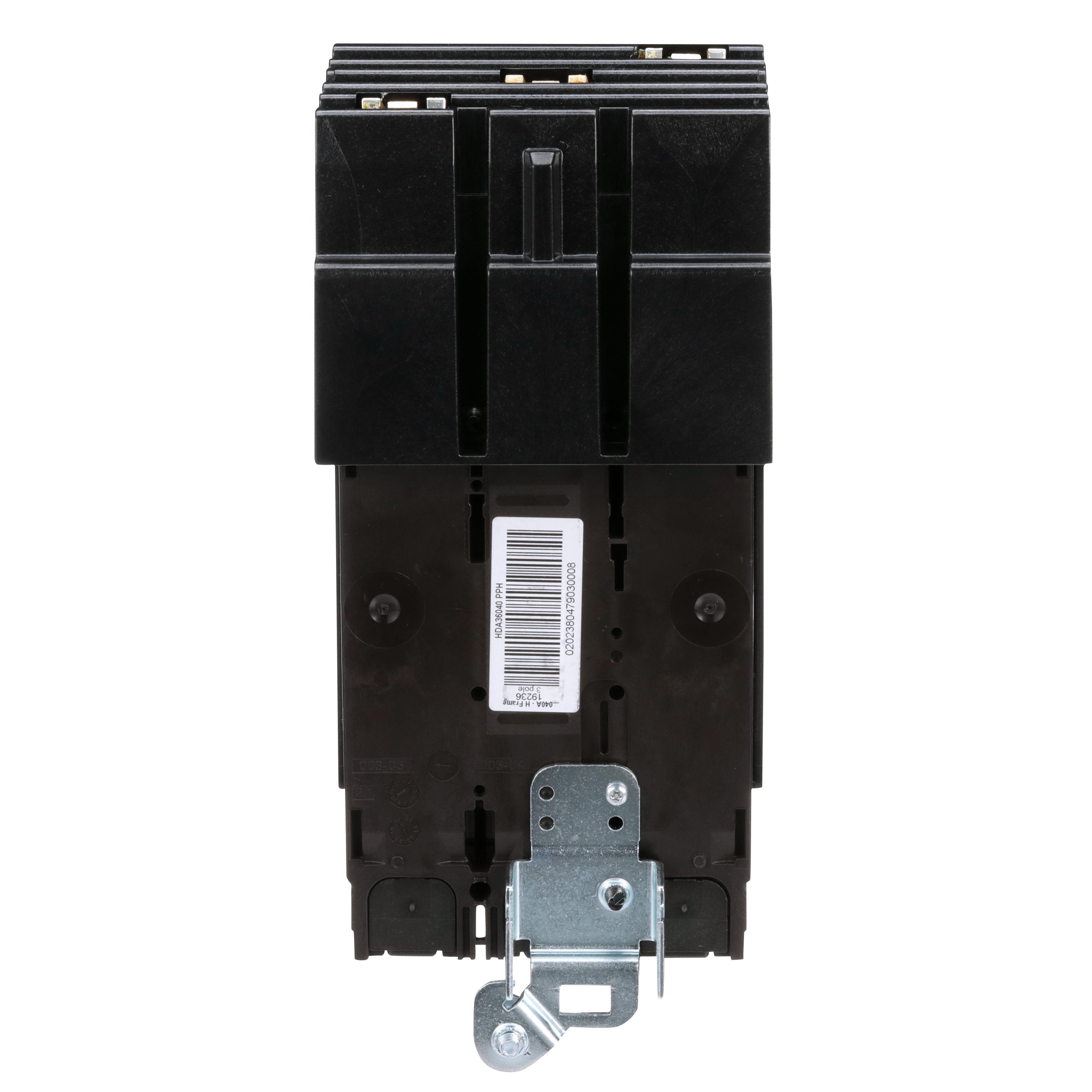 Picture of HDA36040 - Circuit breaker, PowerPacT H, 40A, 3 pole, 600VAC, 14kA, I-Line, thermal magnetic, 80%, ABC