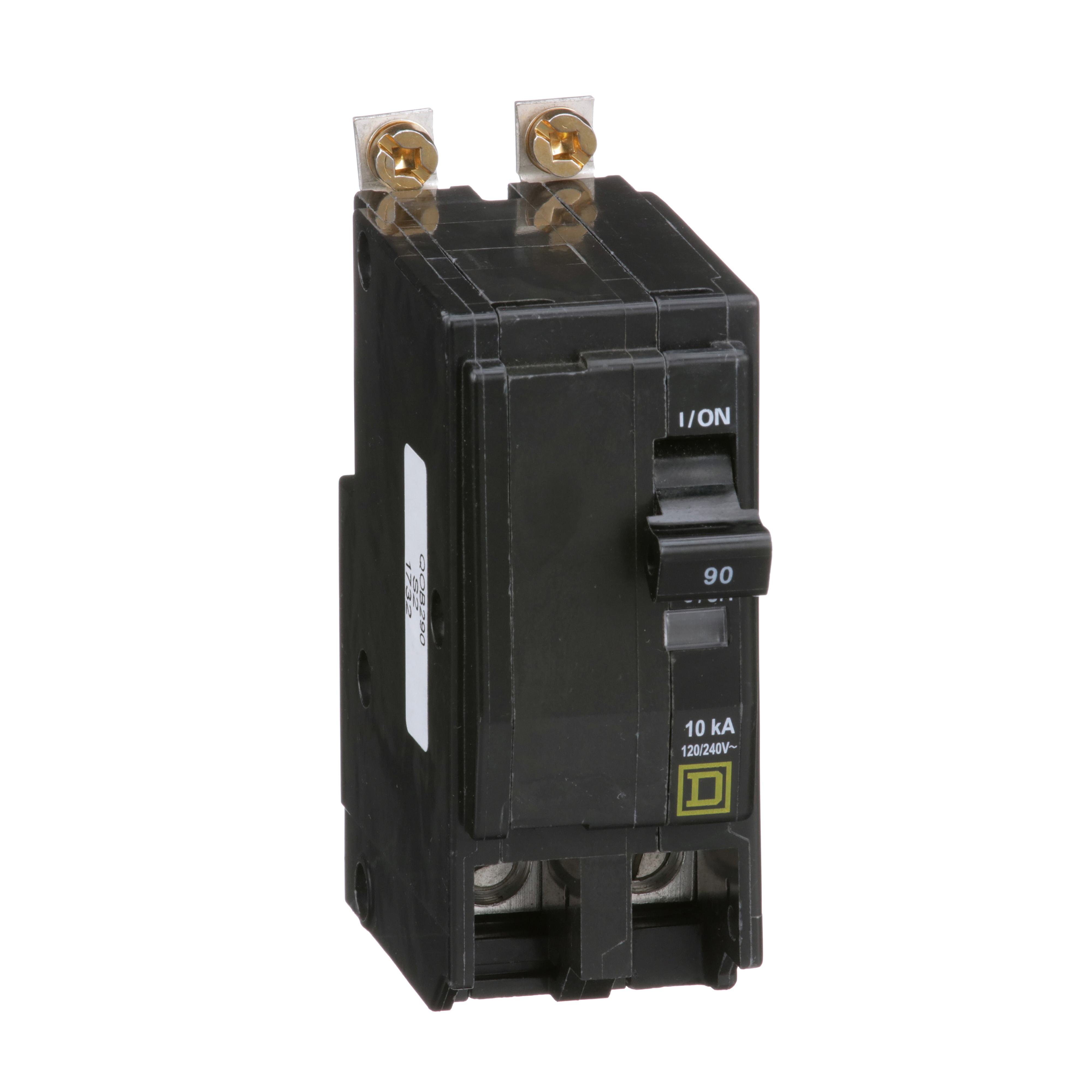 QOB290 - Mini circuit breaker, QO, 90A, 2 pole, 120/240VAC, 10kA, bolt on