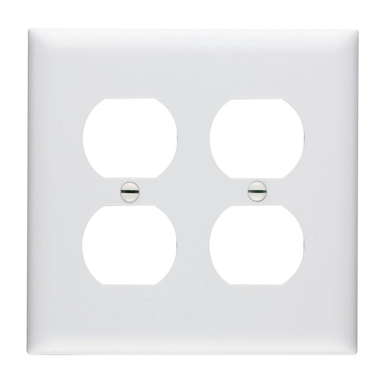 TP82-W - TradeMaster® 2-Gang Nylon Wall Plate, 2 Duplex Receptacle Openings, White