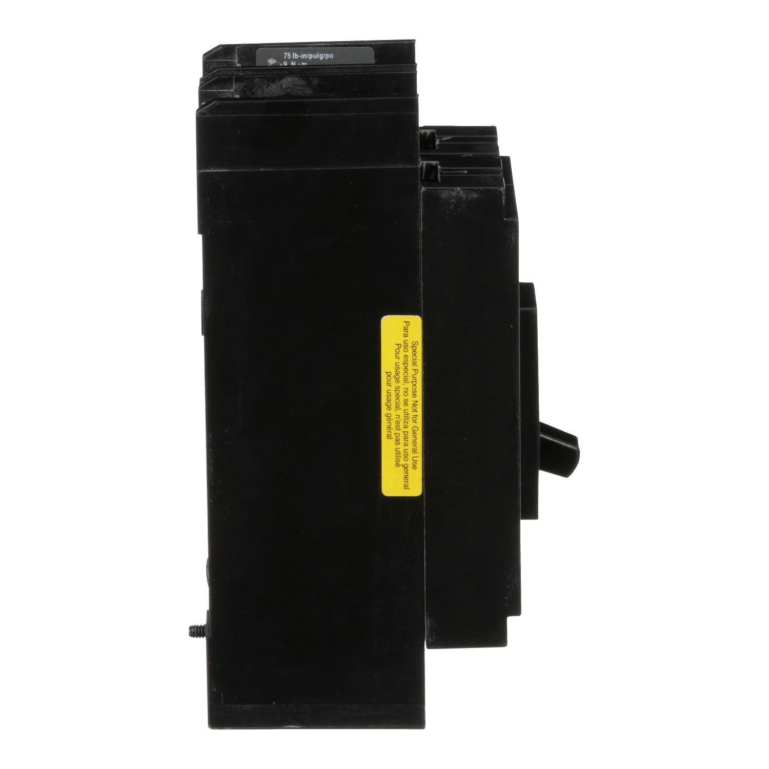 Picture of QBP22125TM - Circuit breaker, PowerPacT Q, 125A, 2 pole, 240VAC, 10kA, lugs, thermal magnetic, 80%, bottom of panel