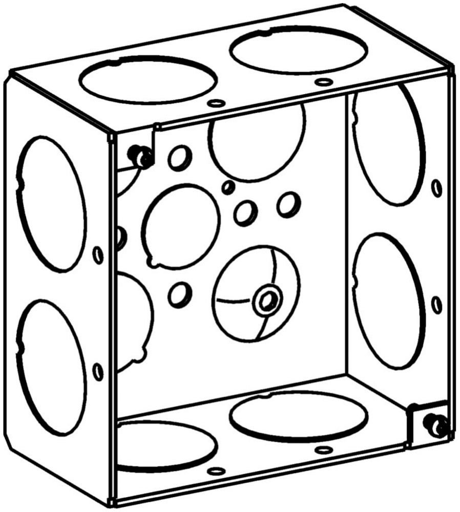 4SDB-100 - 2-1/8" DEEP, 4" SQUARE (4S) DEEP BOX WELDED WITH 1" KO