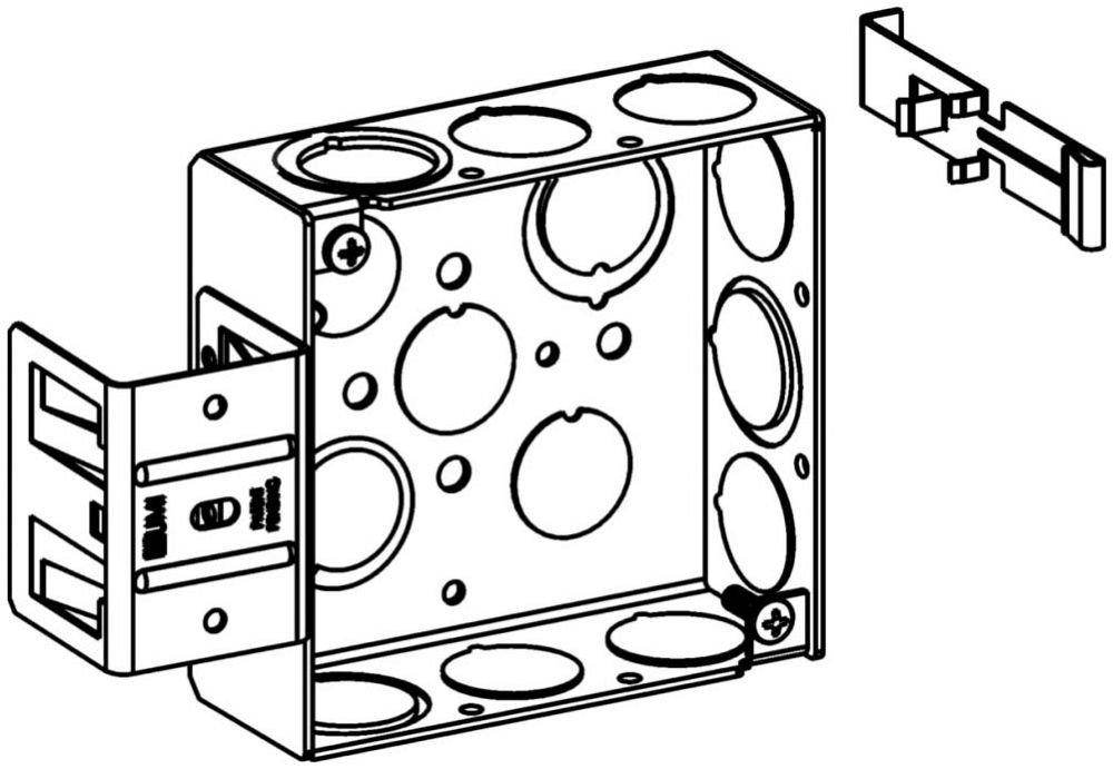 4SB-MKO-MS - 1-1/2" DEEP, 4" SQUARE (4S) BOX WELDED WITH MKO & MS BRACKET