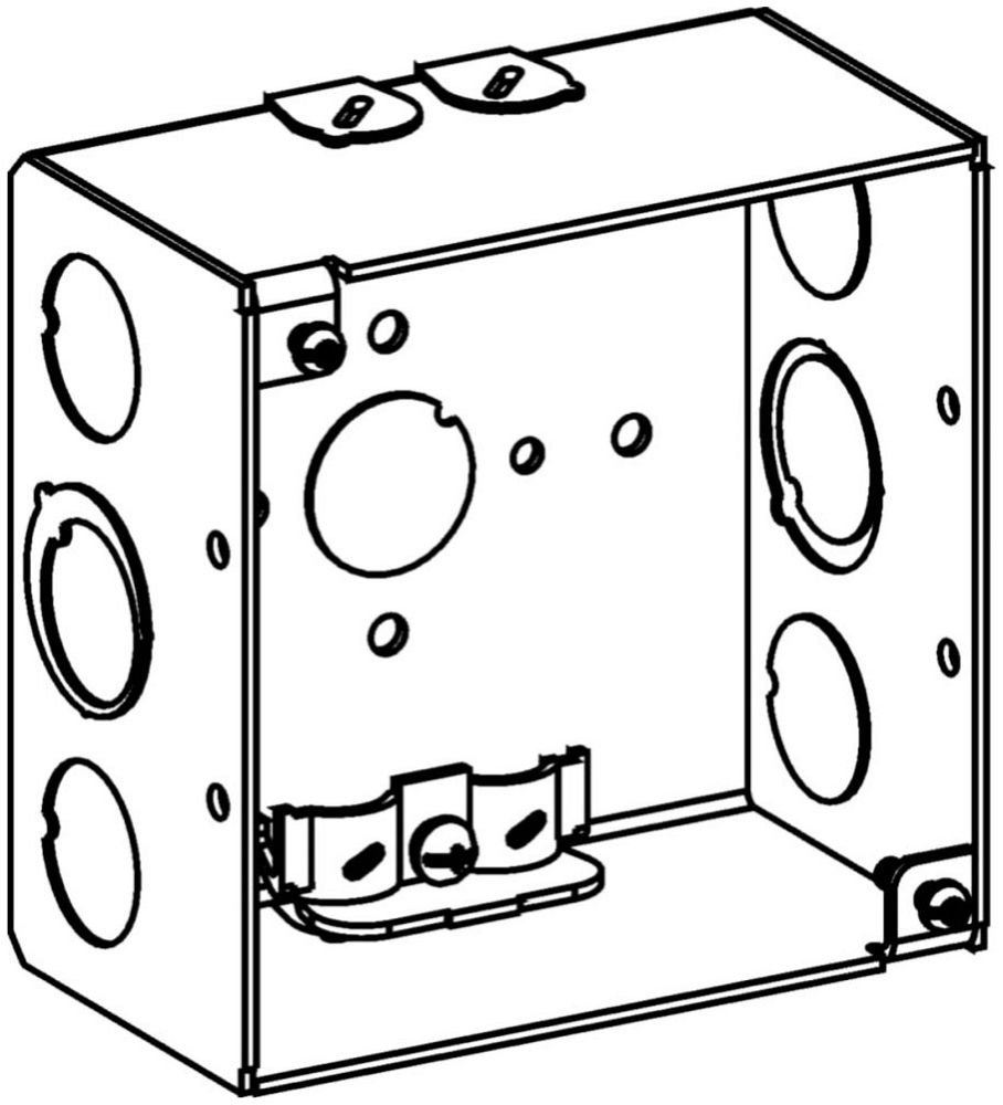 4SDB-NM - 2-1/8" DEEP, 4" SQUARE (4S) DEEP BOX WELDED WITH NM CLAMPS