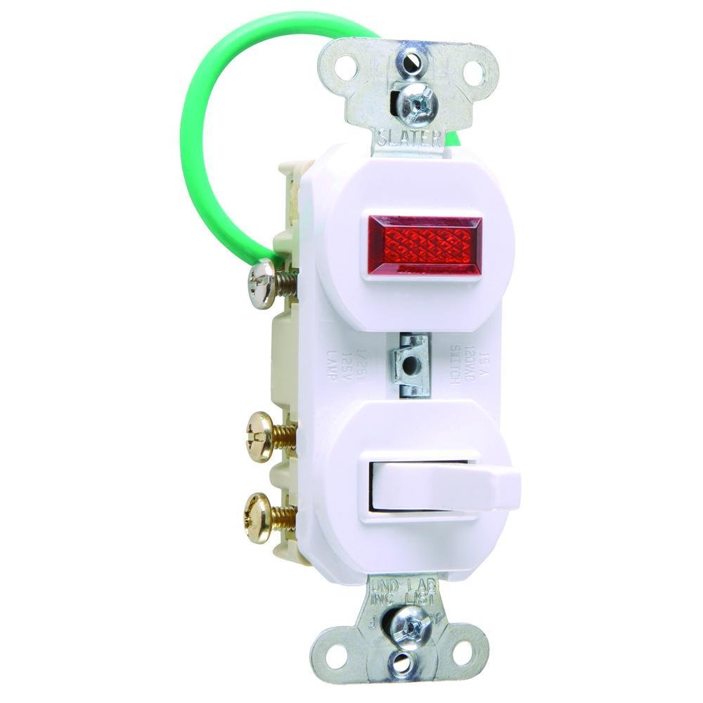 695-WG - Grounding Three-Way Combination Switch and Pilot Light, White