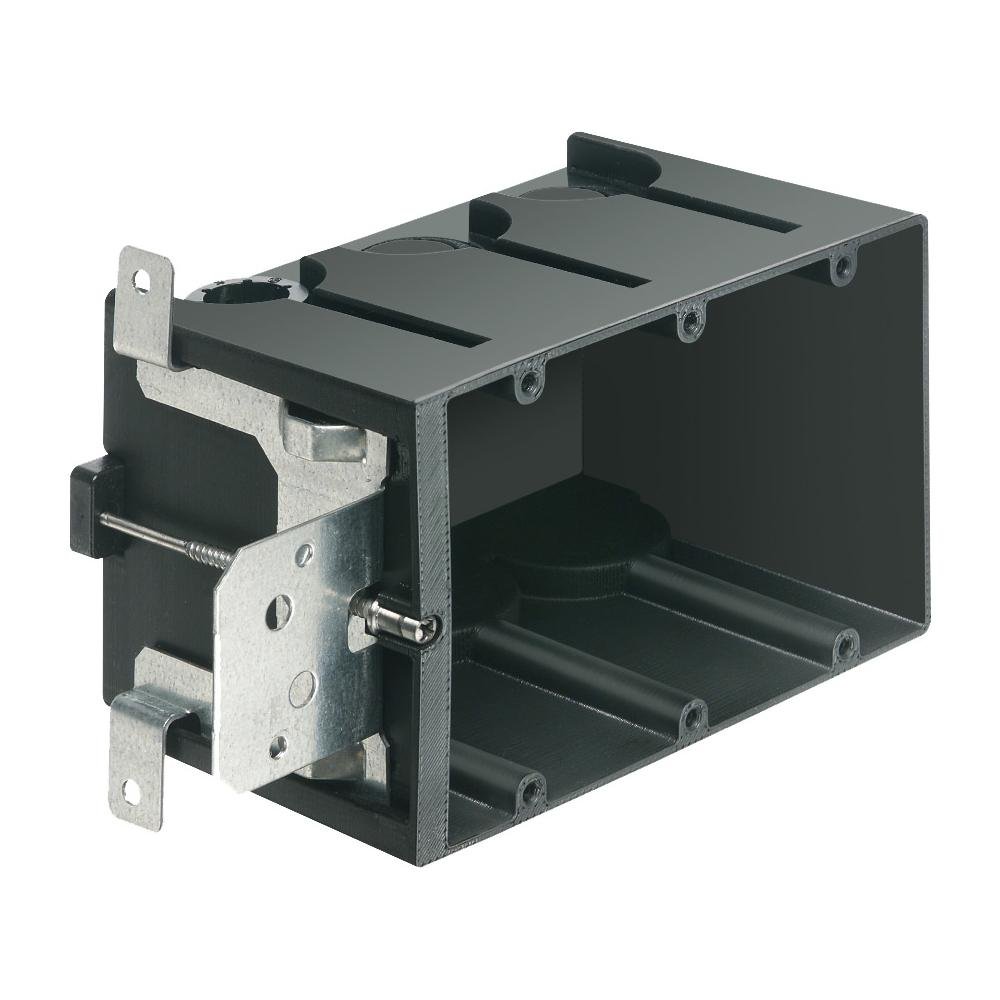 FA103 - Non-Metallic box for new construction. Adjustable for wall thicknessess from 1/4" to 1-1/2". Three Gang, Vertical, 65.0 cu.