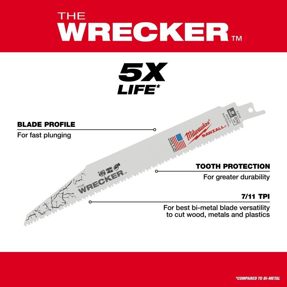 Picture of 48-00-5706 - The WRECKER™ Multi-Material SAWZALL® Blade 9 in. 7/11TPI 5 pk