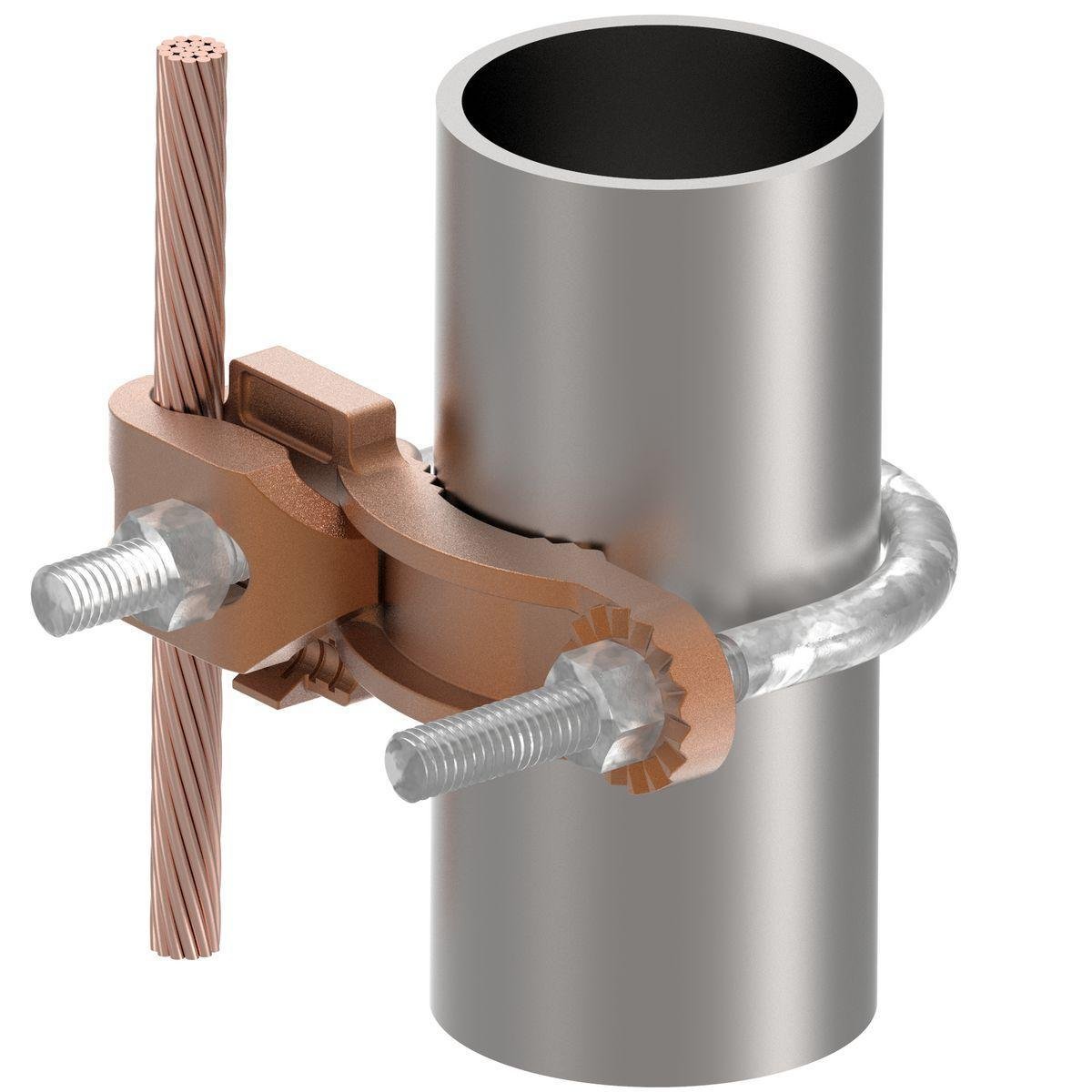 GAR3904 - Mechanical Grounding Connector, Conductor to Water Pipe, 4-4/0 AWG, 2-1/2" - 3-1/2" Pipe , 3/8" Stud