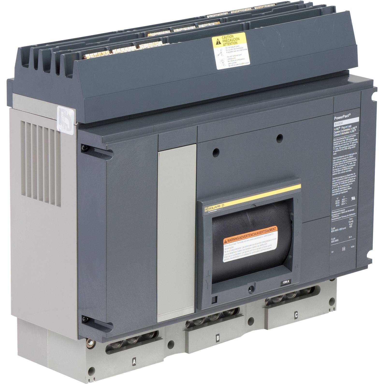 S33930 - Circuit breaker accessory, PowerPacT P, I-Line, HCR-U, bolt on, sub feed lugs, 1200A, 3/0 to 600kcmil