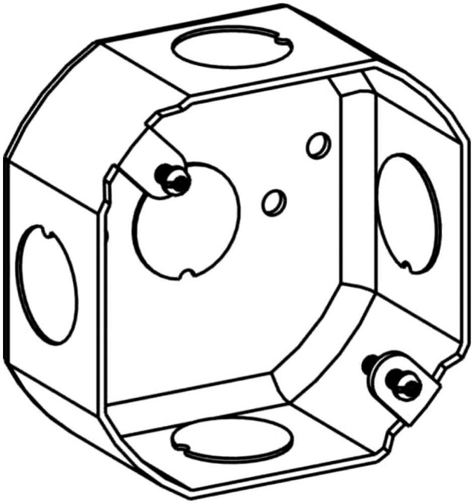 3RB-50 - 1-1/2" DEEP, 3-1/2" OCTAGON (3O) BOX DRAWN WITH 1/2" KO