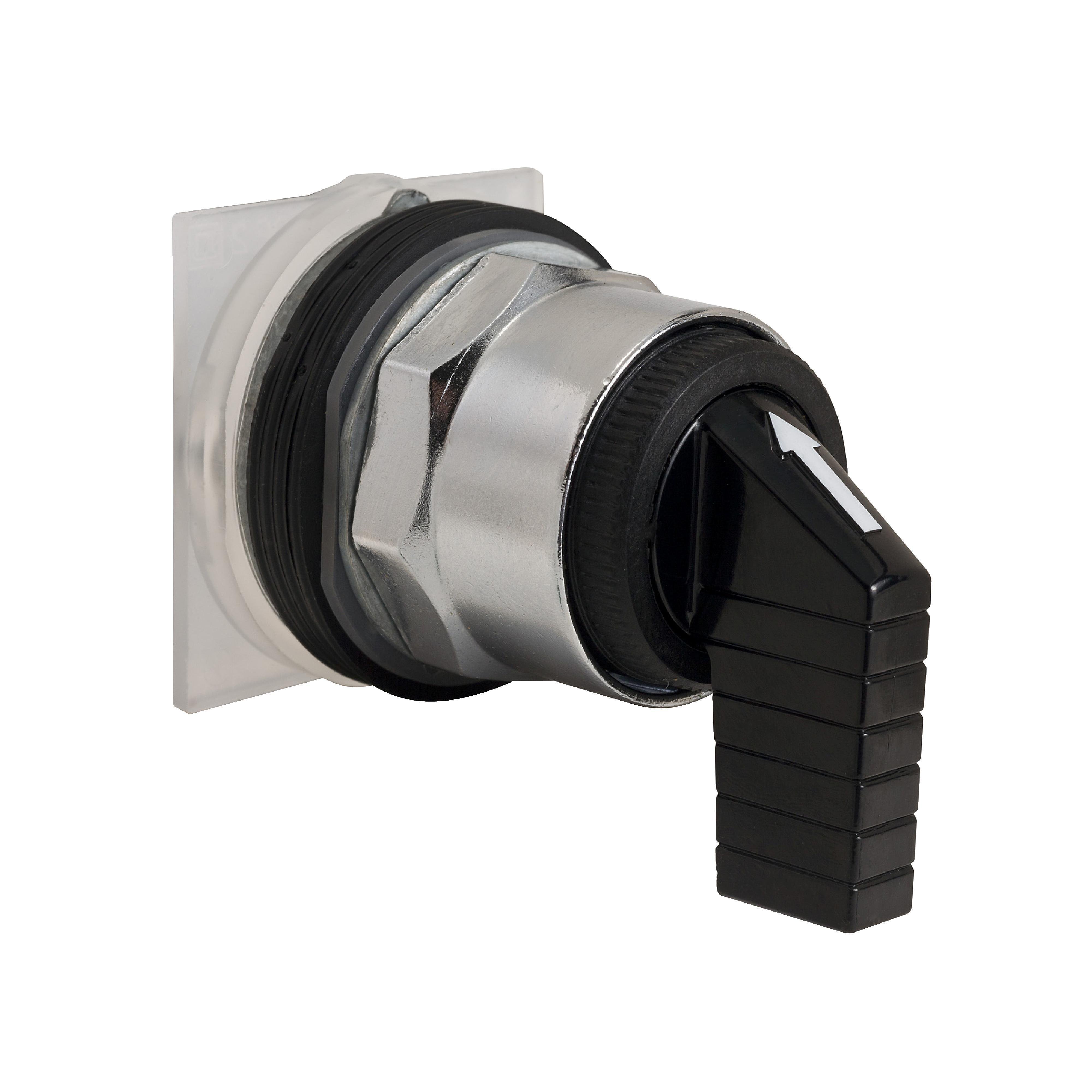 Picture of 9001KS25B - Selector switch head, Harmony 9001K, metal, standard handle, black, 30mm, 2 positions, spring return left to right