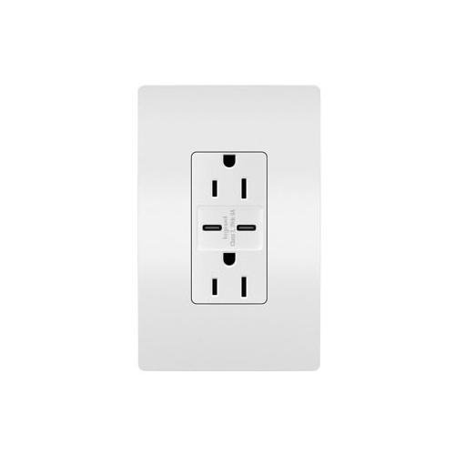 R26USBCC6W - radiant® 15A Tamper-Resistant Ultra-Fast USB Type C/C Outlet, White