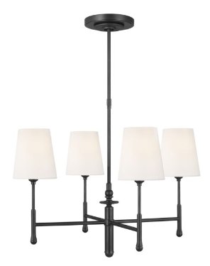 Picture of TC1004AI - Capri Small Chandelier Aged Iron Finish With White Linen Fabric Shades (TC1004AI)