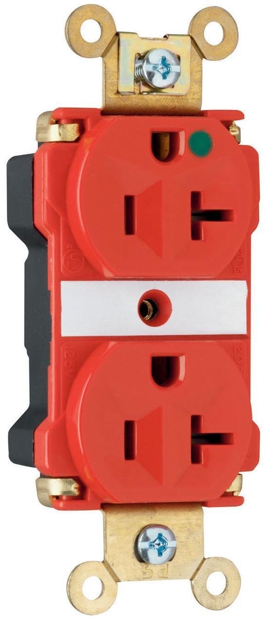 PT8300-RED - PlugTail® 20A 125V Extra Heavy Duty Hospital-Grade Duplex Receptacle, Red