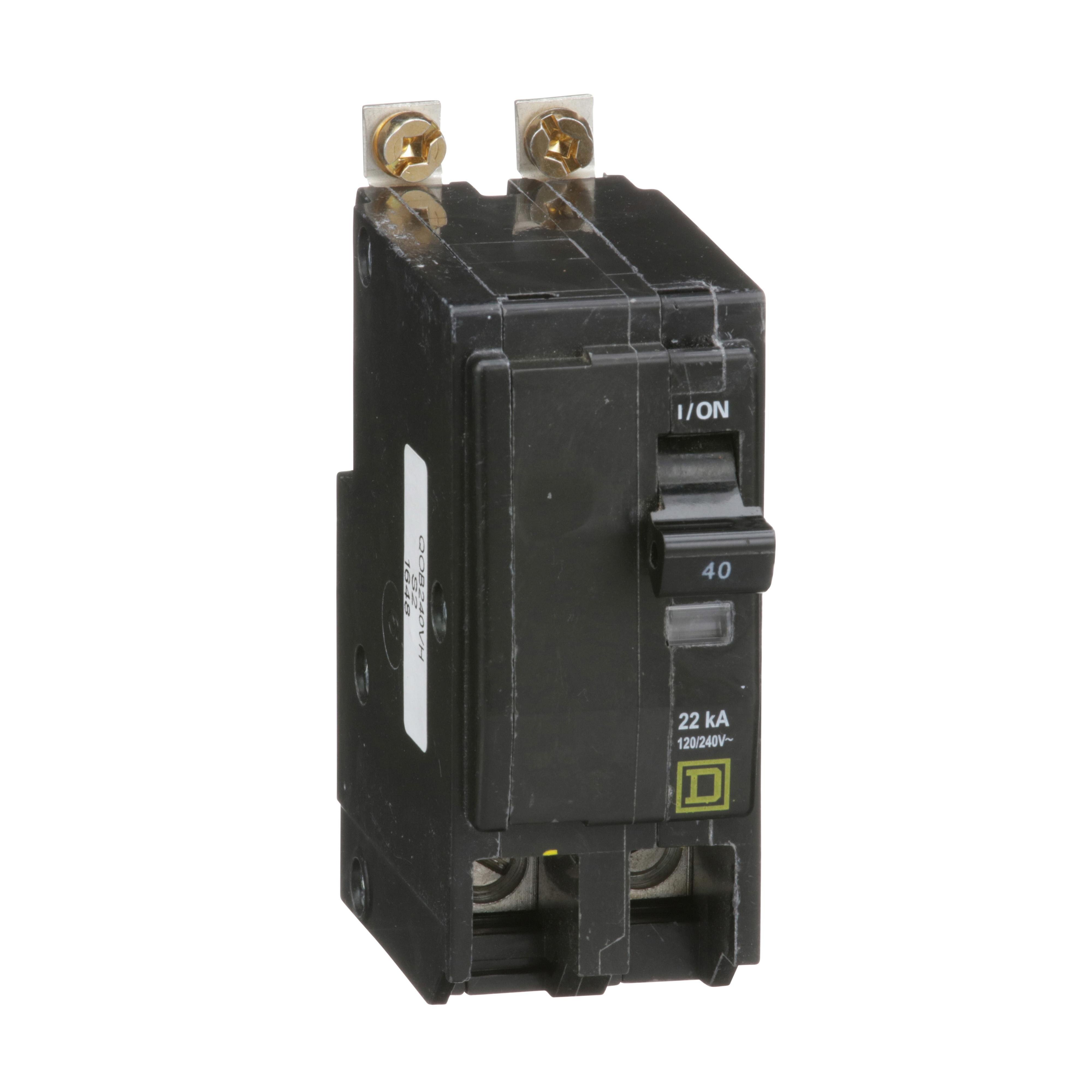Picture of QOB240VH - Mini circuit breaker, QO, 40A, 2 pole, 120/240VAC, 22kA, bolt on