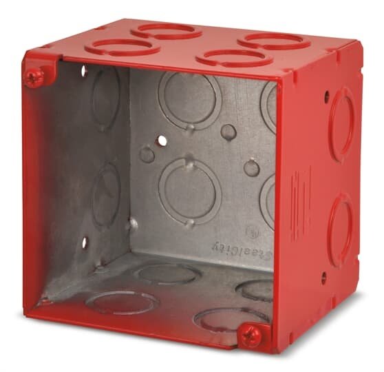 521911234RD - 4" Square Steel Fire Alarm Box & Cover Red