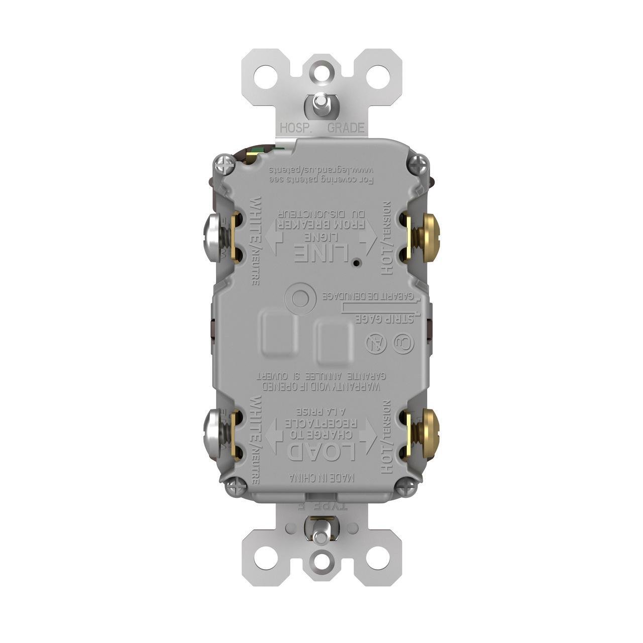 2097-TR - radiant® Tamper-Resistant 20A Duplex Self-Test GFCI Receptacle with SafeLock® Protection, Brown