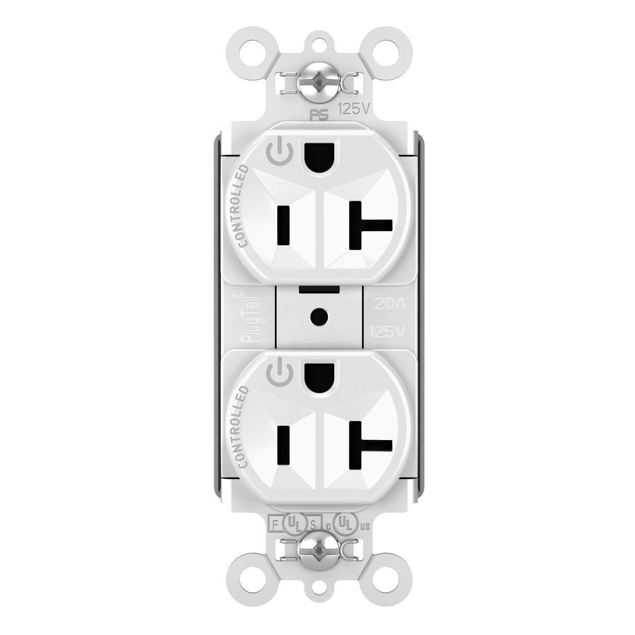 PT5362CDW - PlugTail® Heavy Duty Spec Grade Plug Load Controllable Receptacle, 20A, 125V, White