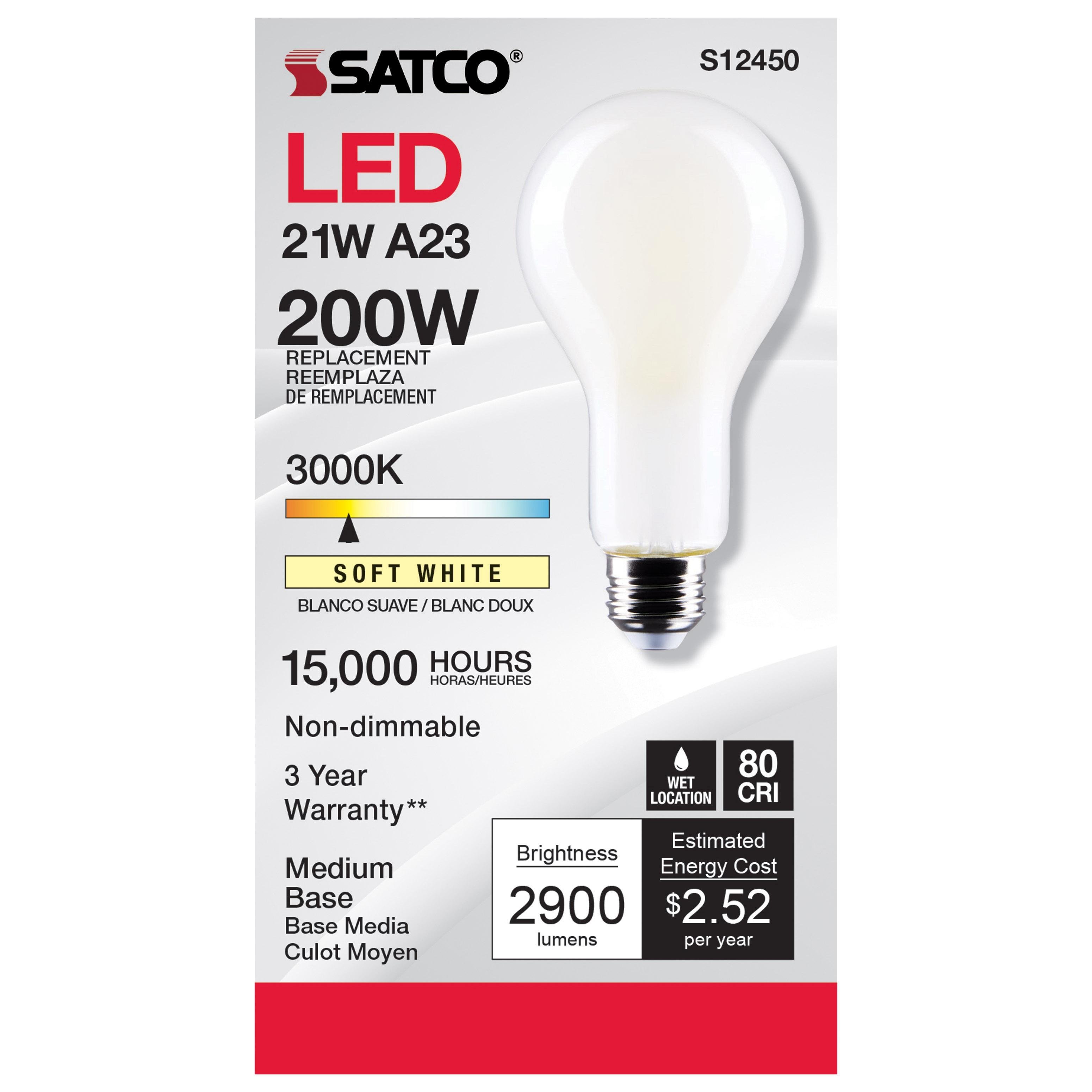 Picture of S12450 - 21 Watt - A23 LED - Frost Finish - Medium base - 3000K - 120 Volt